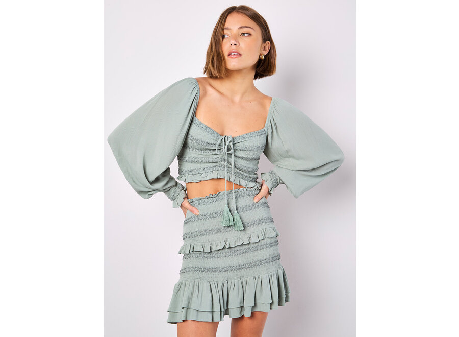 Apricot Smocked Ruffle Skirt