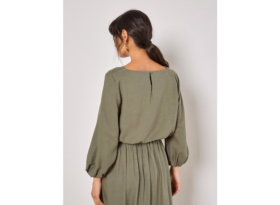 Apricot Linen Bubble Hem Top