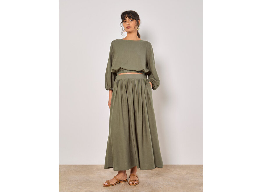 Apricot Linen Midmaxi Skirt