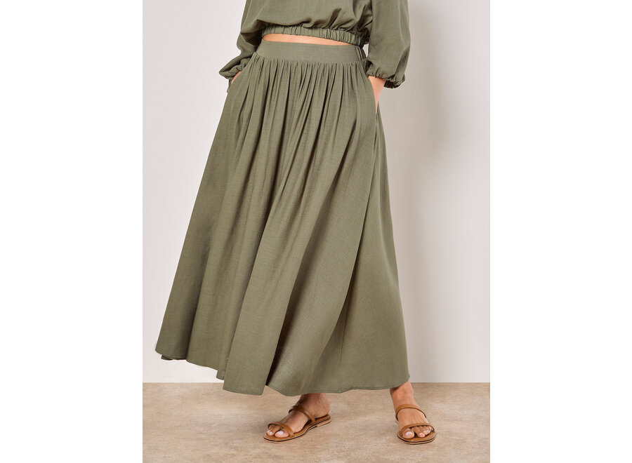 Apricot Linen Midmaxi Skirt