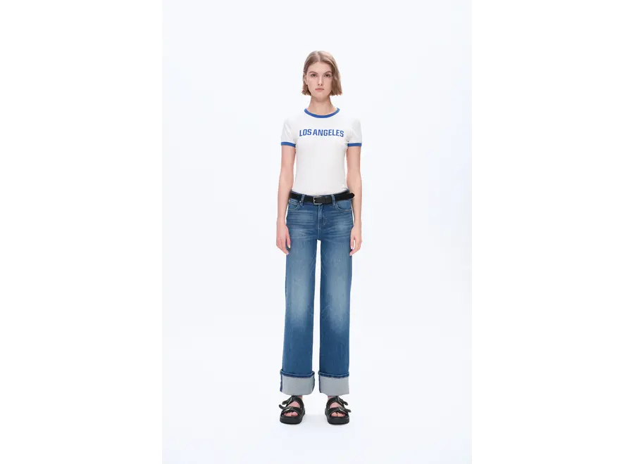 Bayeas Mid Rise Straight Rolled Denim