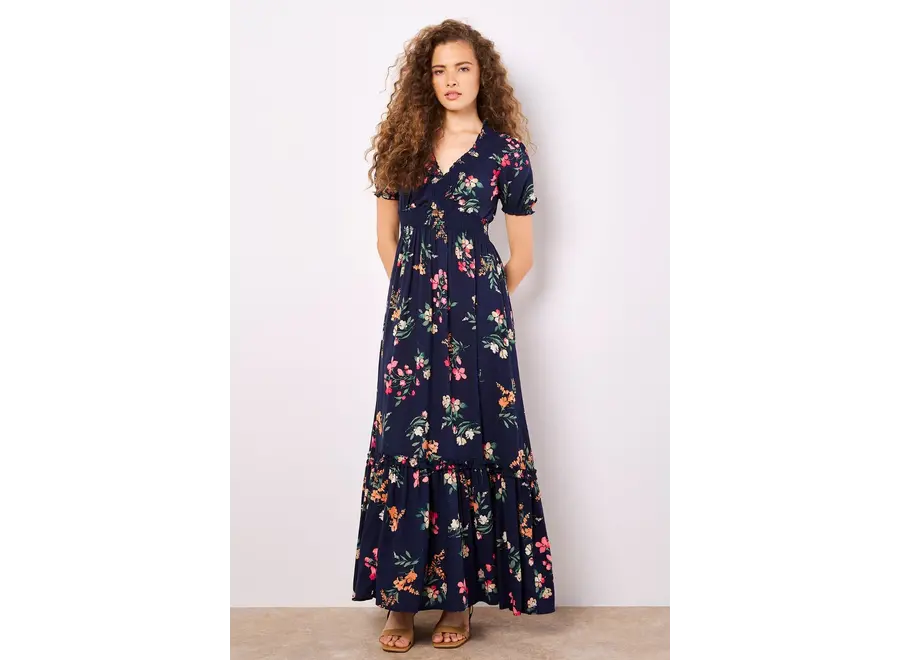 Apricot Floral Maxi Dress