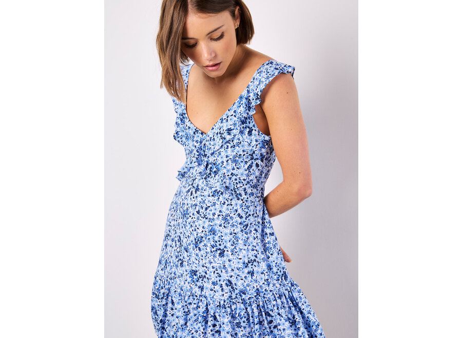 Apricot Ditsy Ruffle Mini Dress