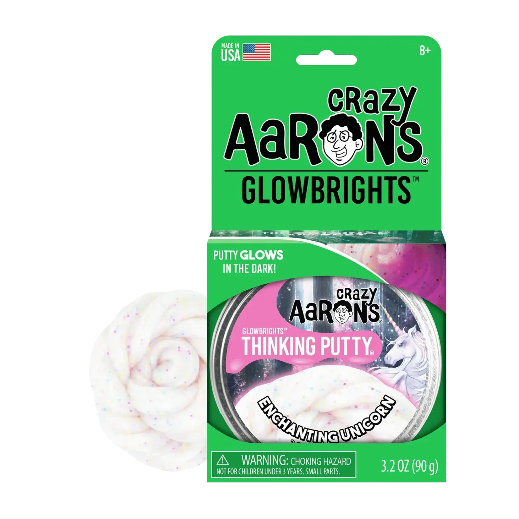 Crazy Aaron's Thinking Putty Enhanting Unicorn Glowbright Thinking Putty Tin