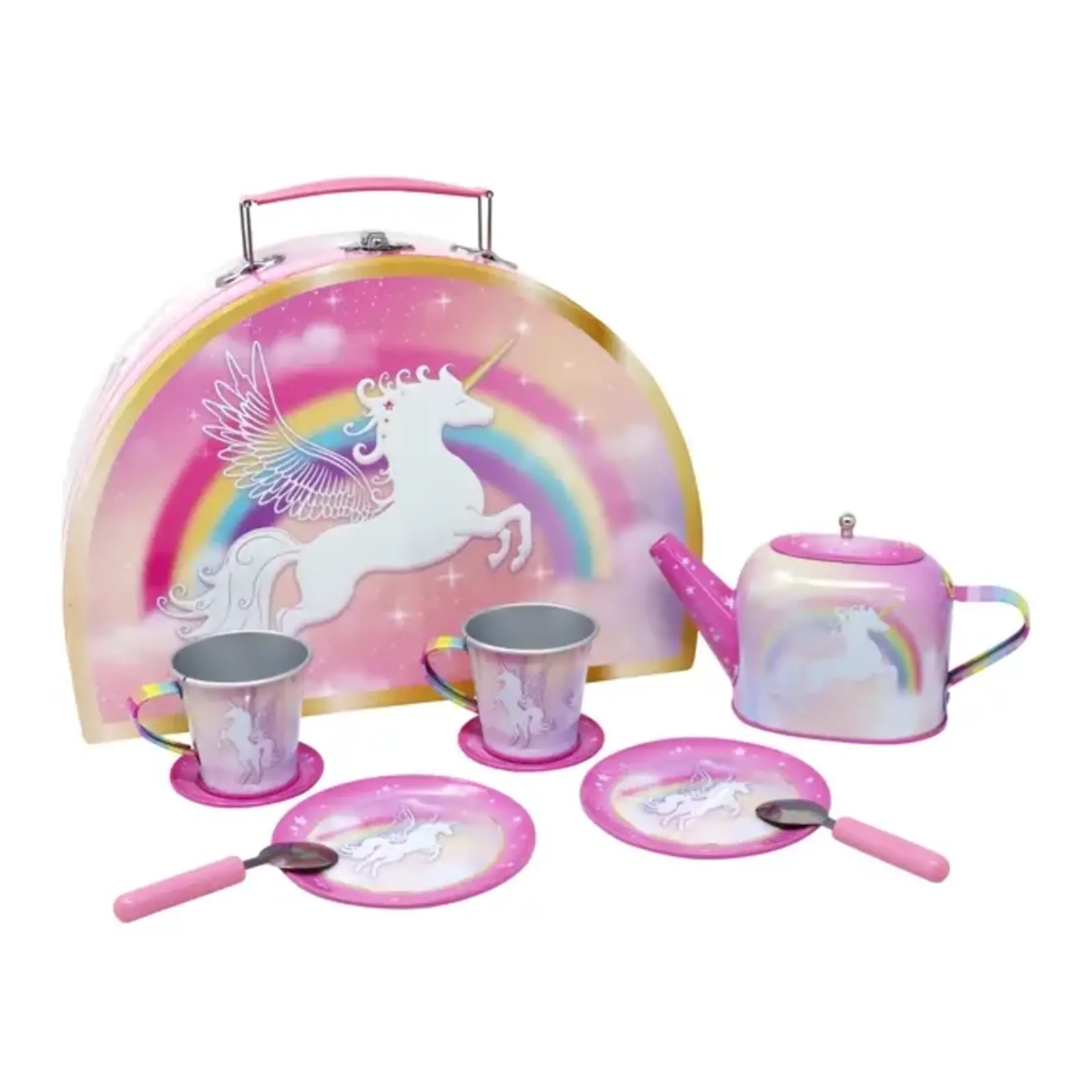 Pink Poppy Unicorn Dreamer 9 Piece Tin Tea Set