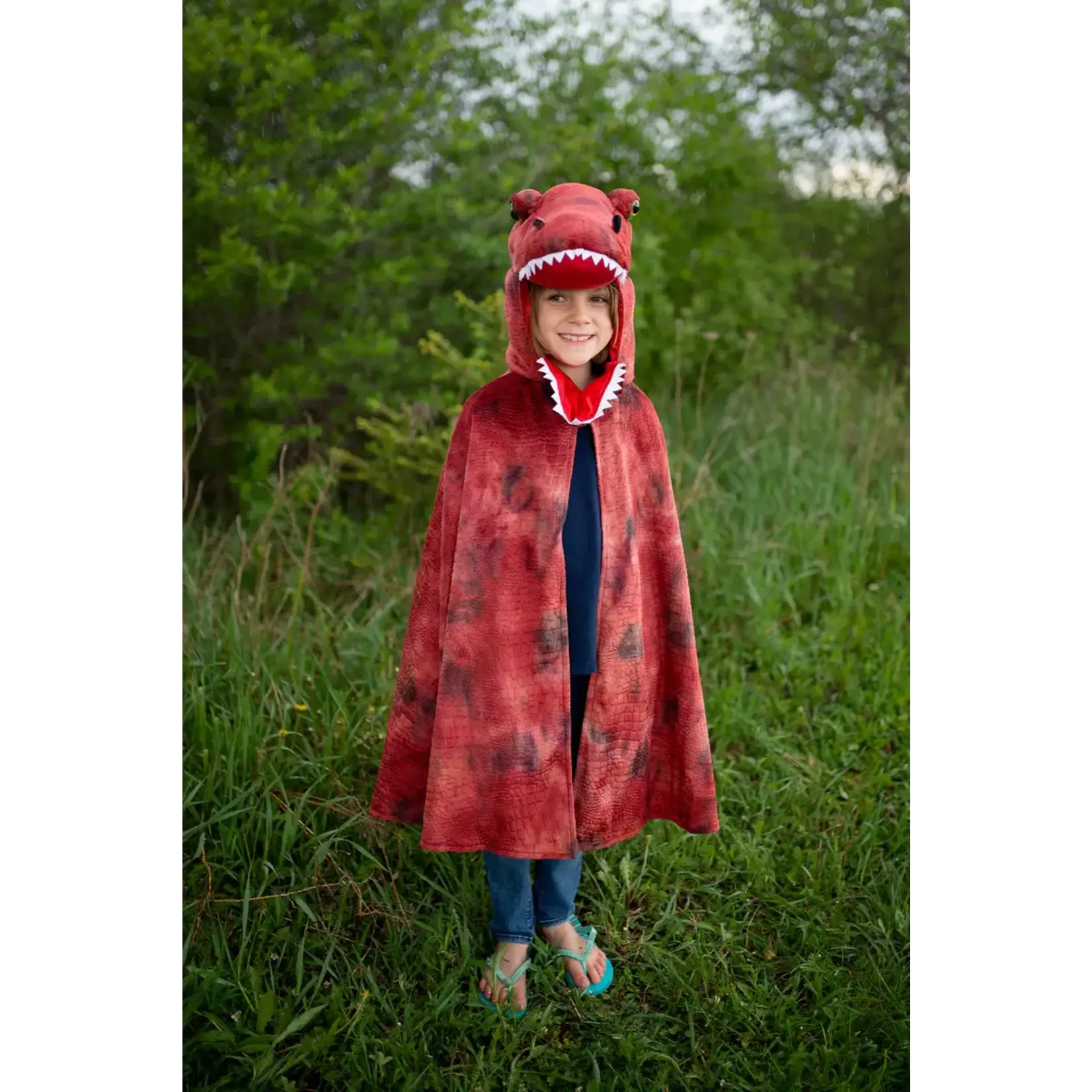 Great Pretenders Grandasaurus T-Rex Cape with Claws - Red/Black, Size 4-6