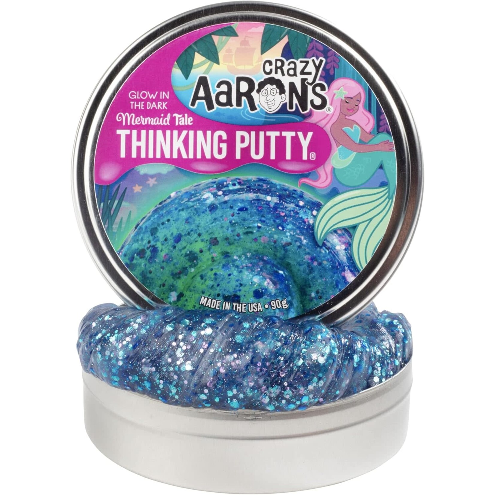 Crazy Aaron's Thinking Putty Mermaid Tale Glowbrights Thinking Putty Tin