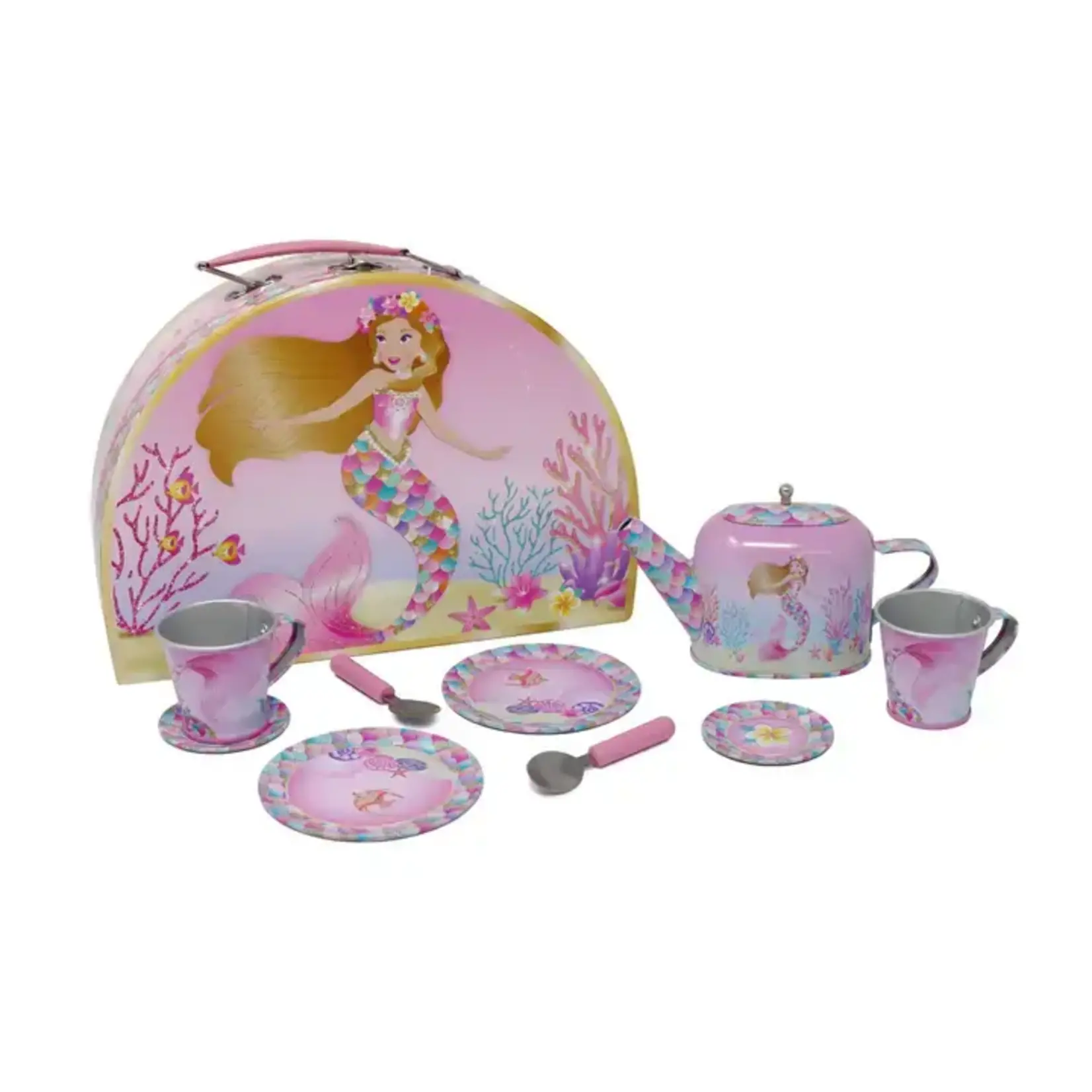 Pink Poppy Enchanted Mermaid  10 Piece Tea Set for 2