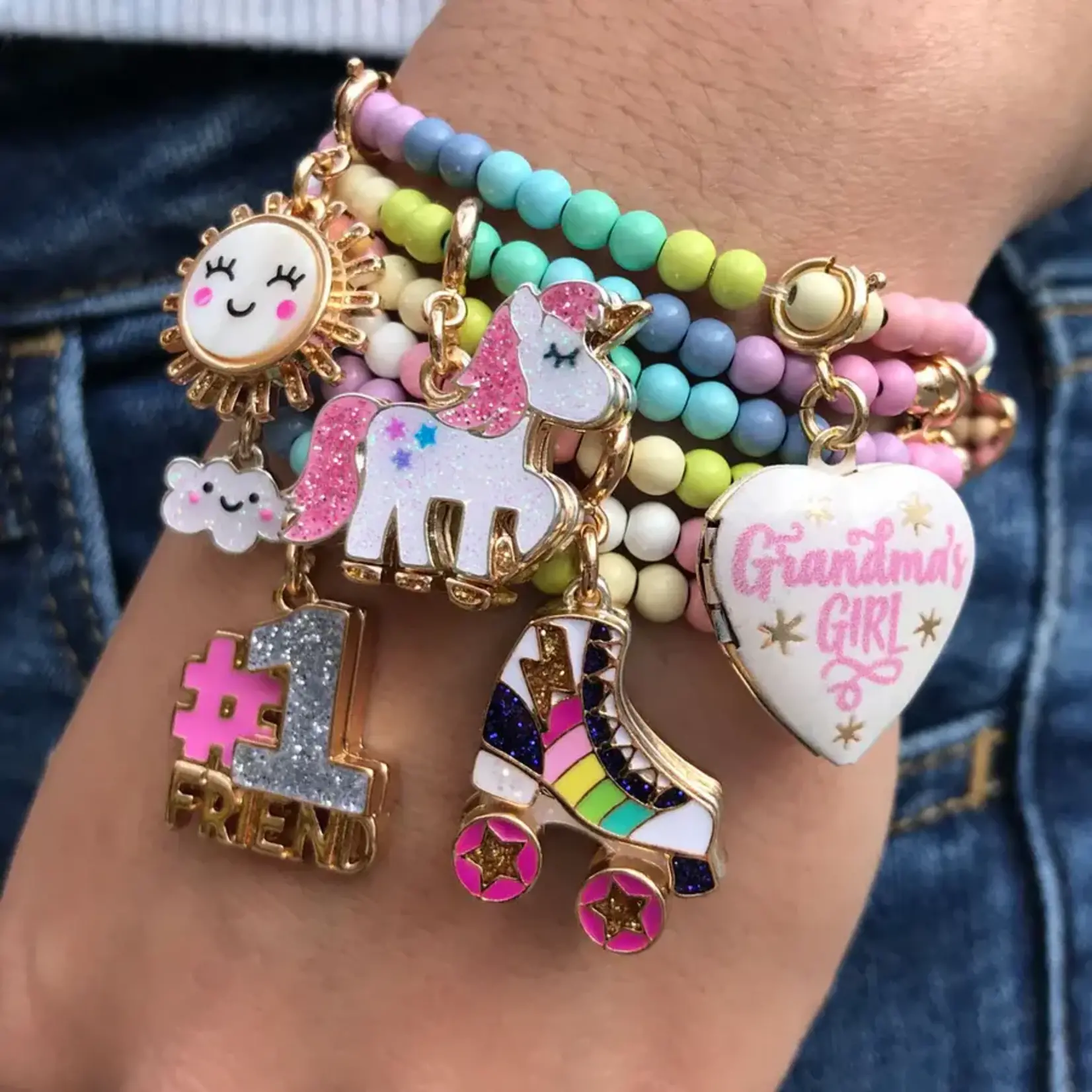 CHARM IT! Gold Rainbow Rollerskate Charm