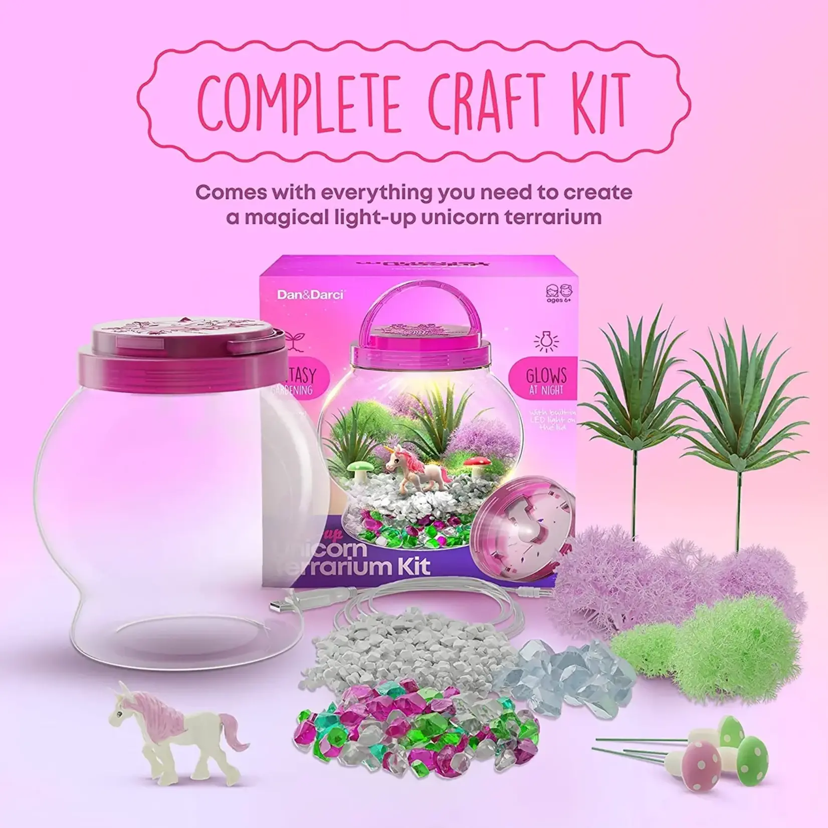 Dan & Darci Light Up Pretend Terrarium Kit - Pink Unicorn