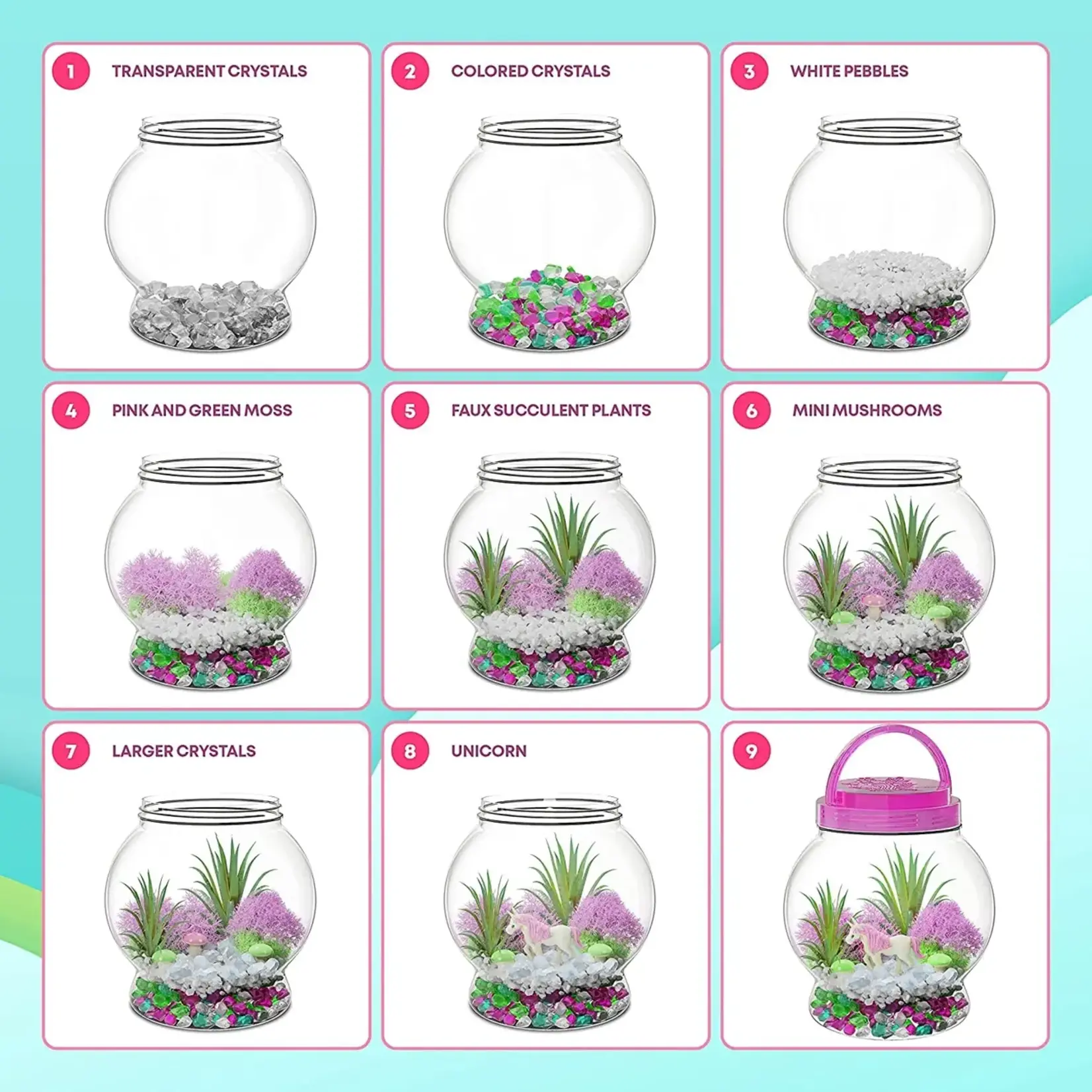 Dan & Darci Light Up Pretend Terrarium Kit - Pink Unicorn