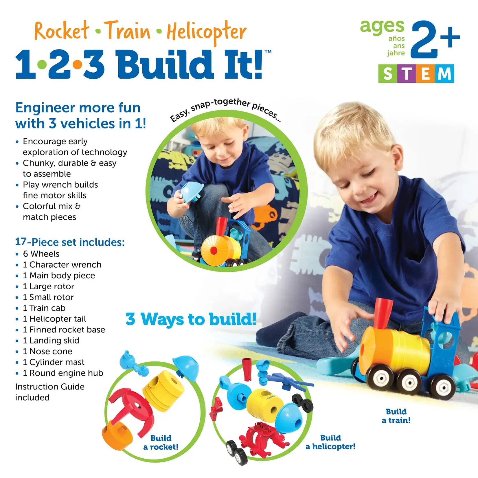 Learning Resources 1 2 3 Build It! Train Rocket Helicopter
