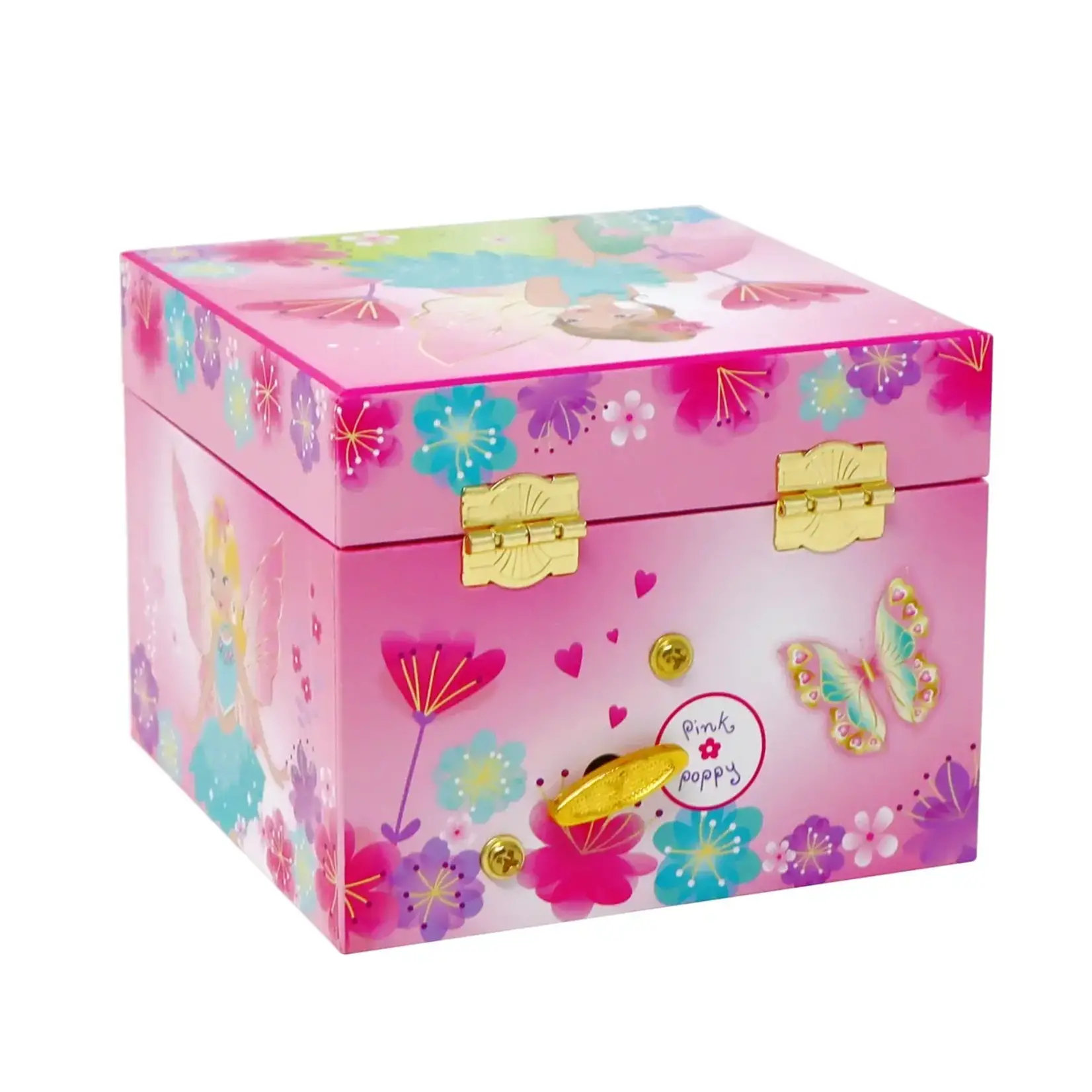Pink Poppy Fairy Butterfly Friends Musical Jewelry Box - Small