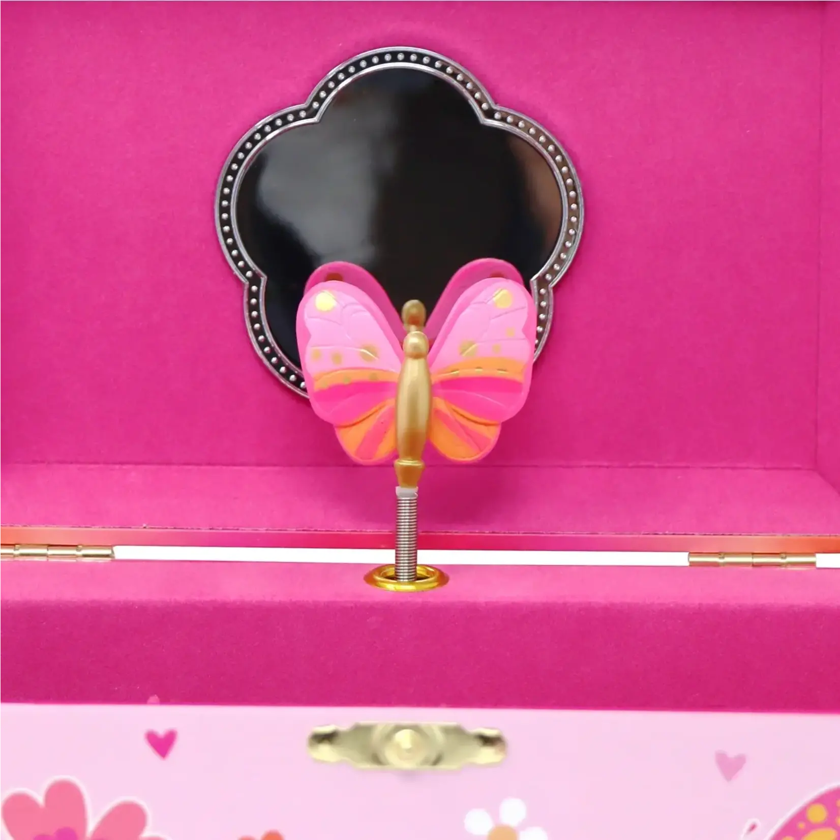 Pink Poppy Vibrant Vacation Butterfly Musical Jewelry Box - Medium