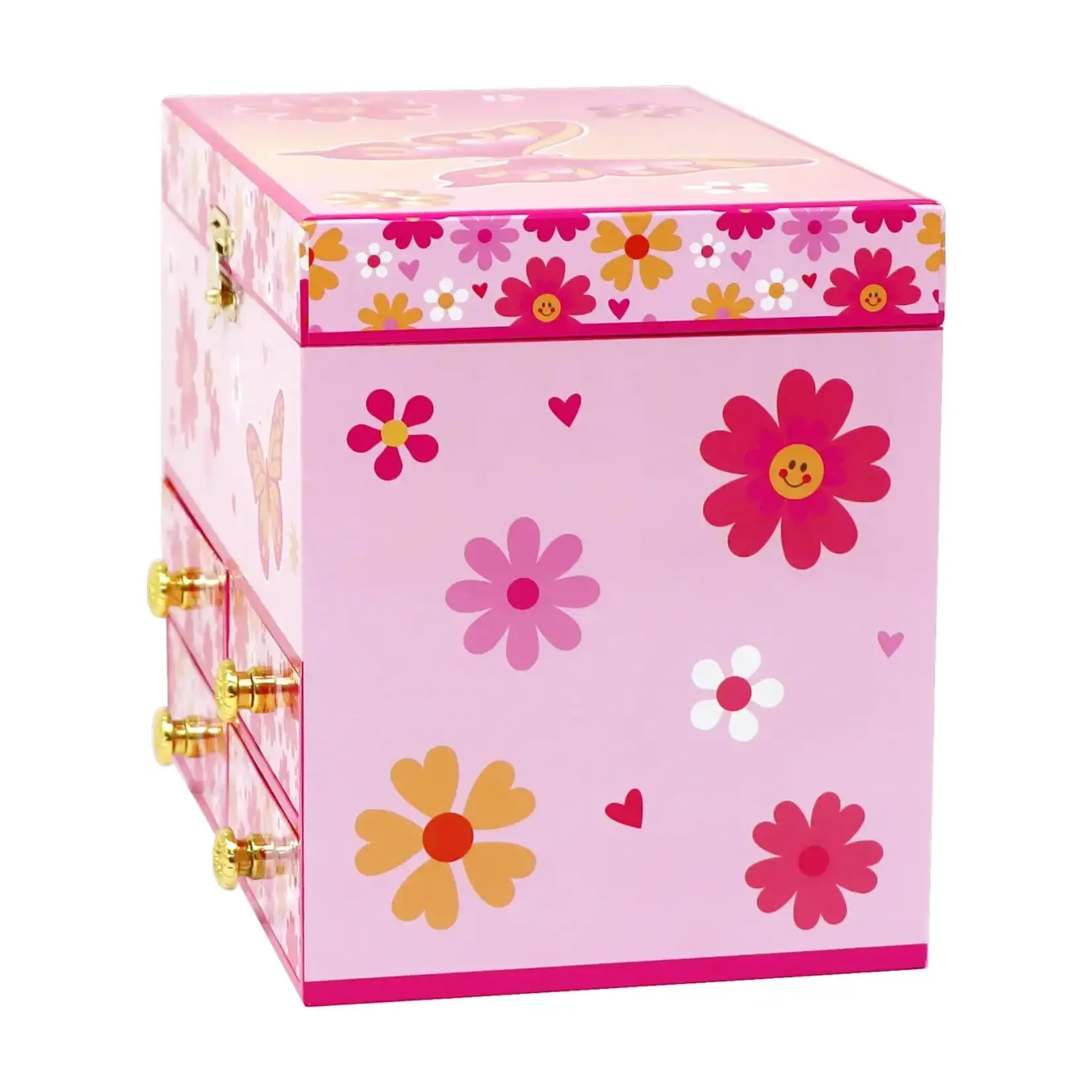 Pink Poppy Vibrant Vacation Butterfly Musical Jewelry Box - Medium
