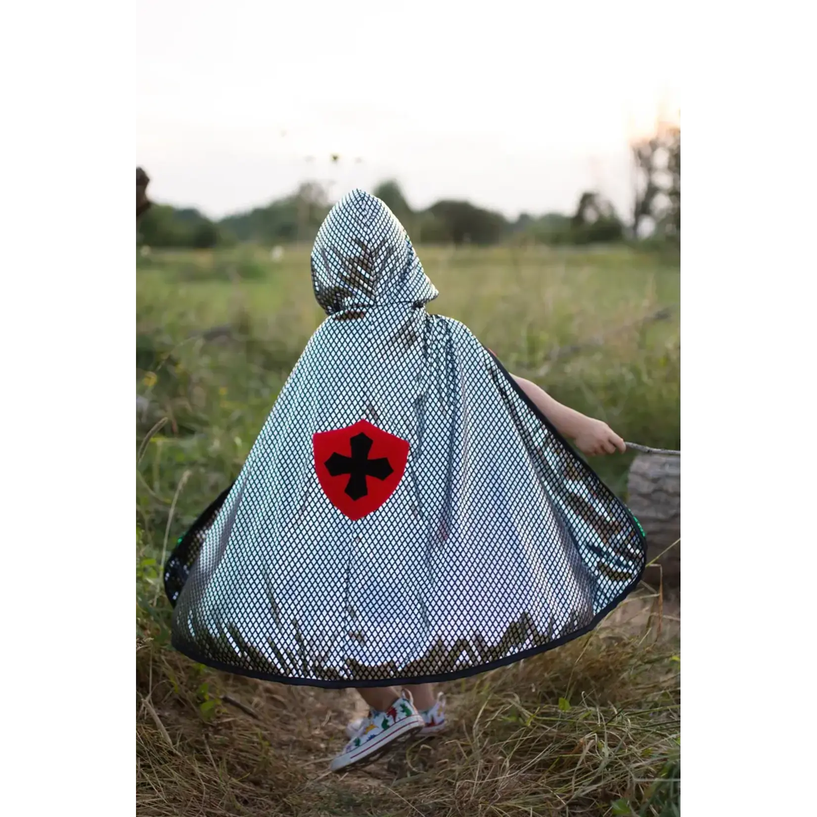 Great Pretenders Reversible Dragon/Knight Cape, Green/Silver, Size 5-6