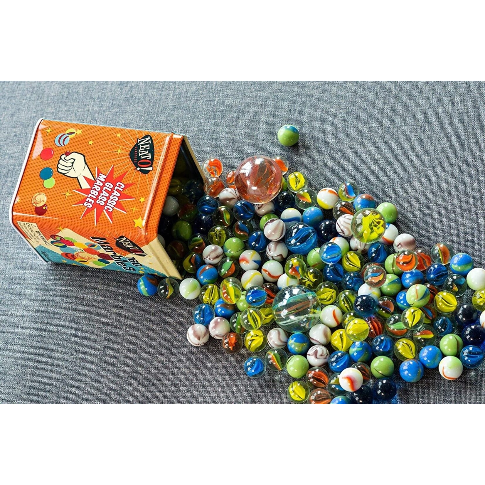 Toysmith Tin of 160 Classic Glass Marbles