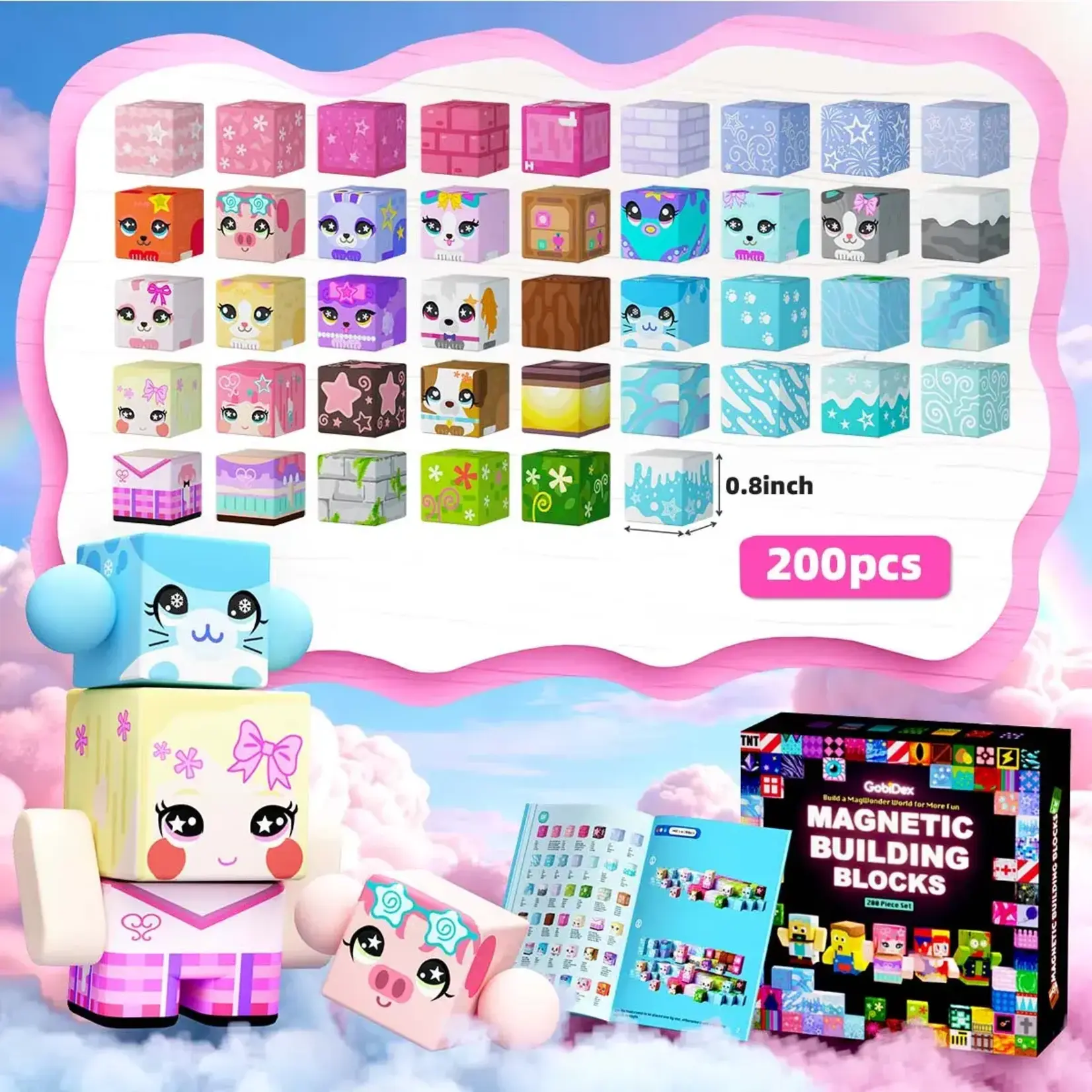 GobiDex 2cm 200PCS Elf Theme Magnetic Building Blocks