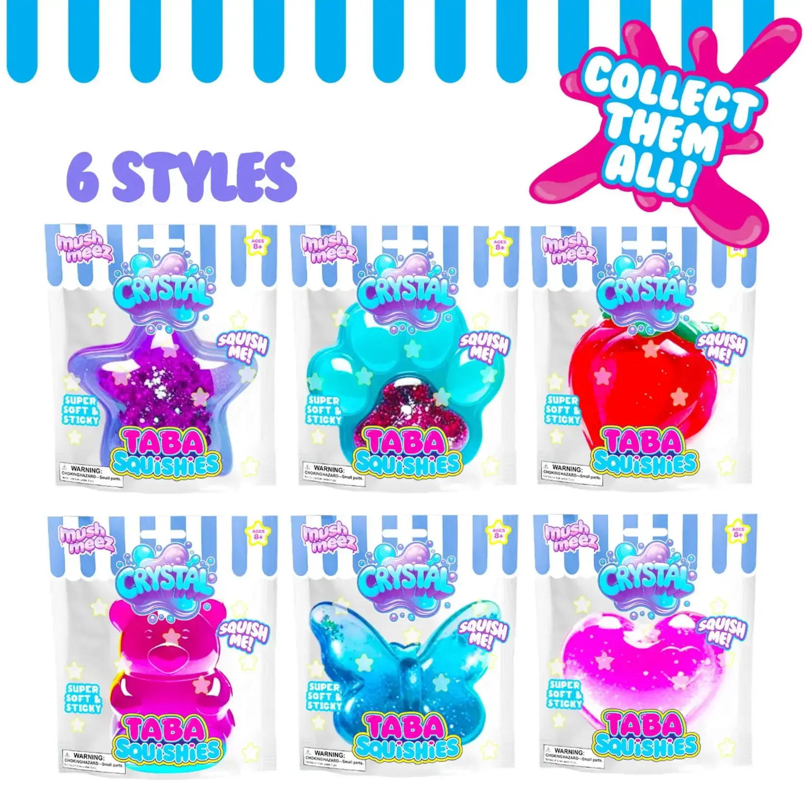 Beverly Hills Teddy Bear Company Taba Squishies Mushmeez Crystal Clear Assortment