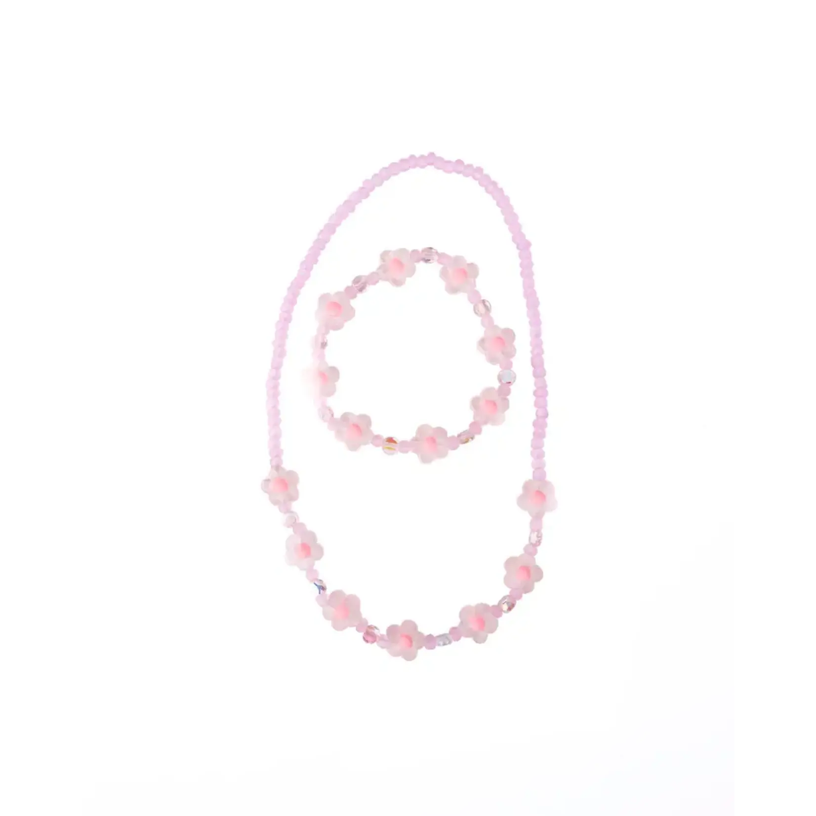 Great Pretenders Pink Crystal Blooms Necklace & Bracelet Set, 2pc