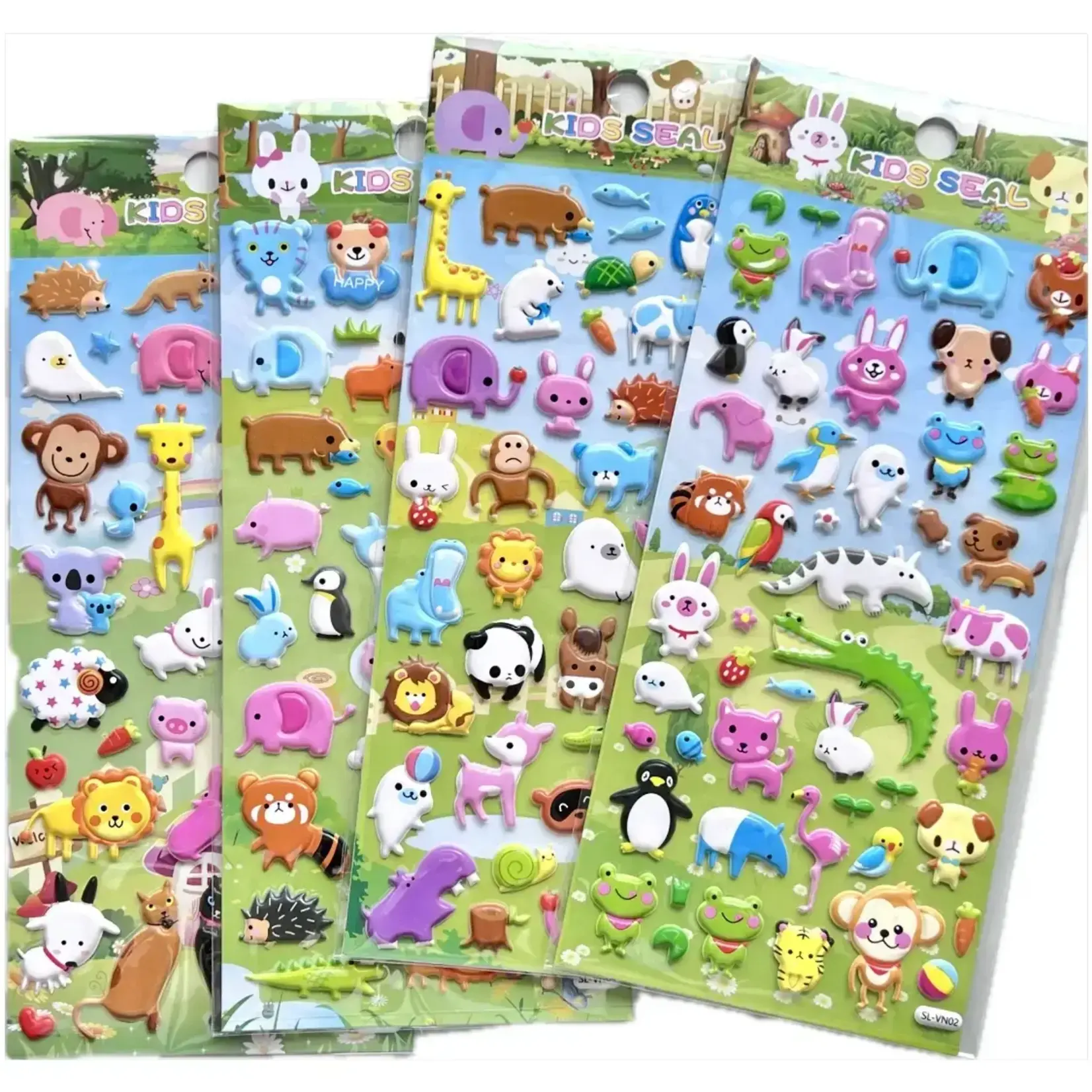 Assorted Puffy Stickers (Single Sheet) Cartoon Animals
