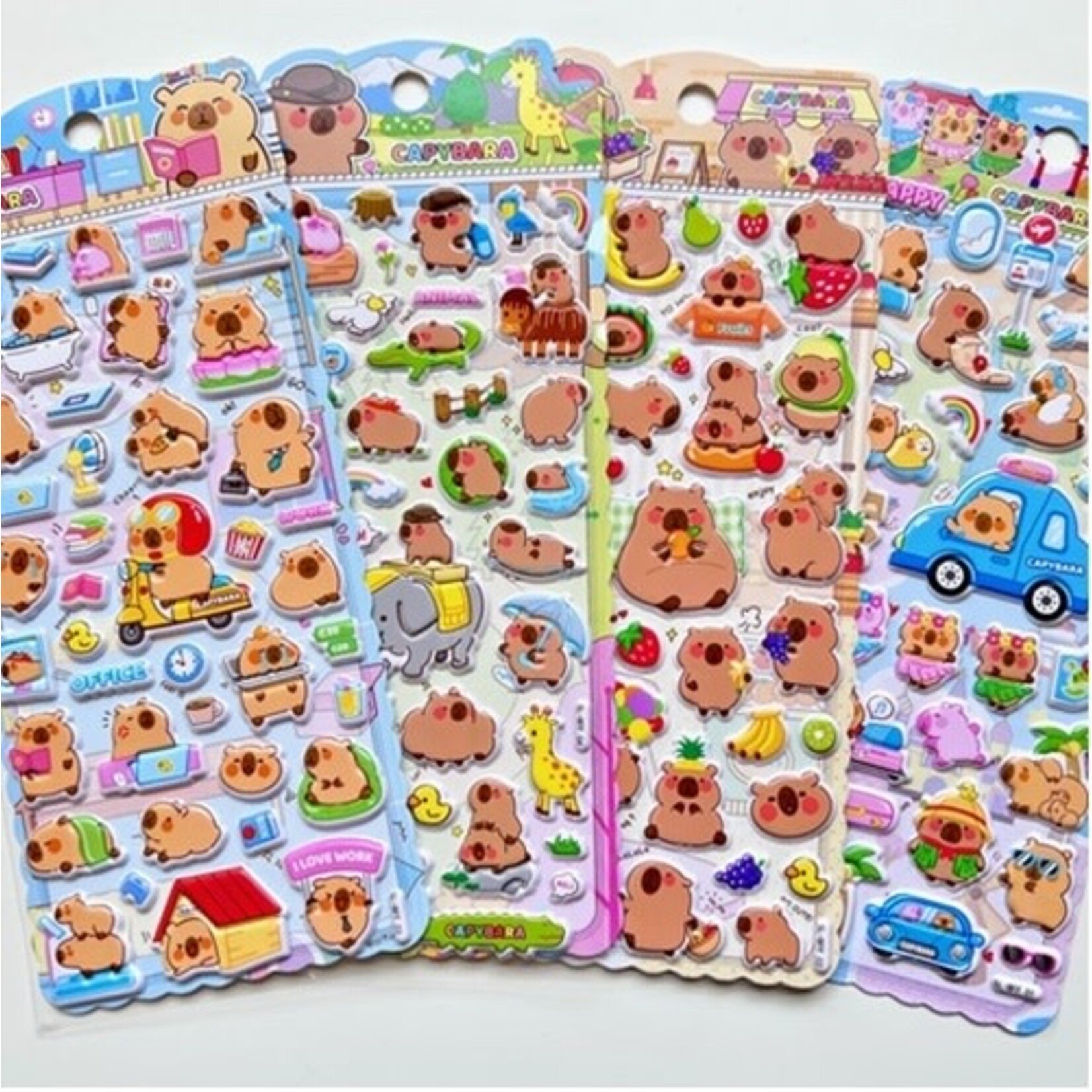 Assorted Puffy Stickers (Single Sheet) Capybara