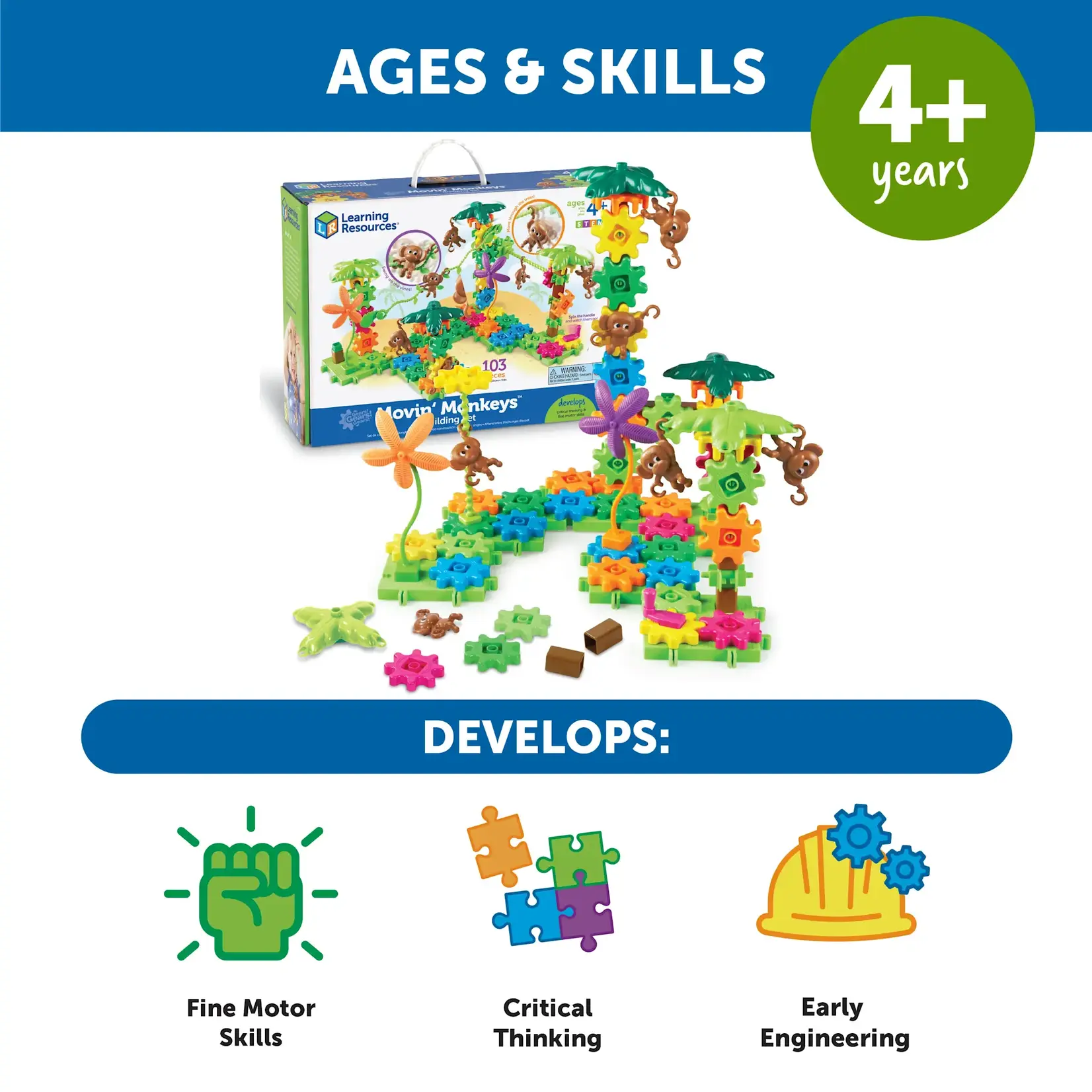 Learning Resources Gears! Gears! Gears! Movin' Monkeys Building Set