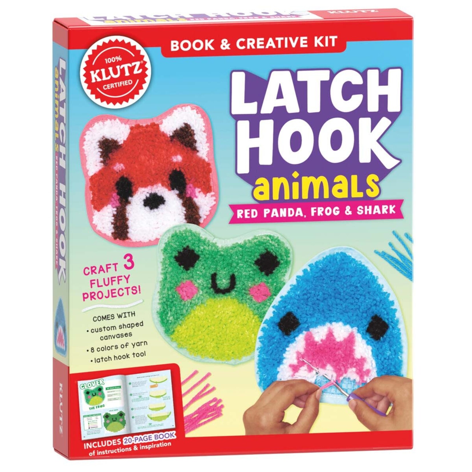 Klutz Latch Hook Animals: Red Panda, Frog, Shark