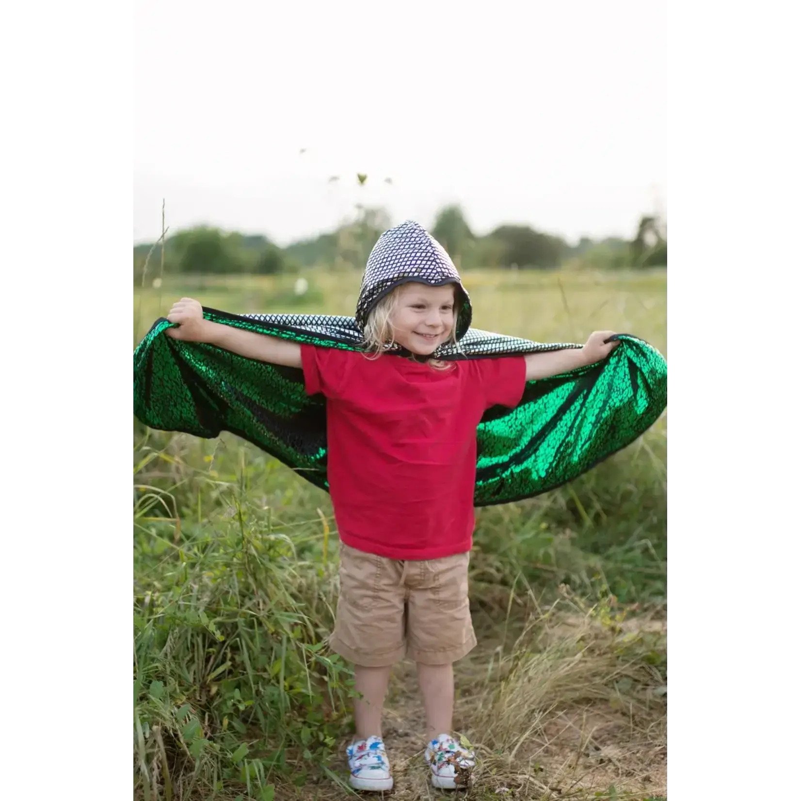 Great Pretenders Reversible Cape Green Dragon/Silver Knight 7-8
