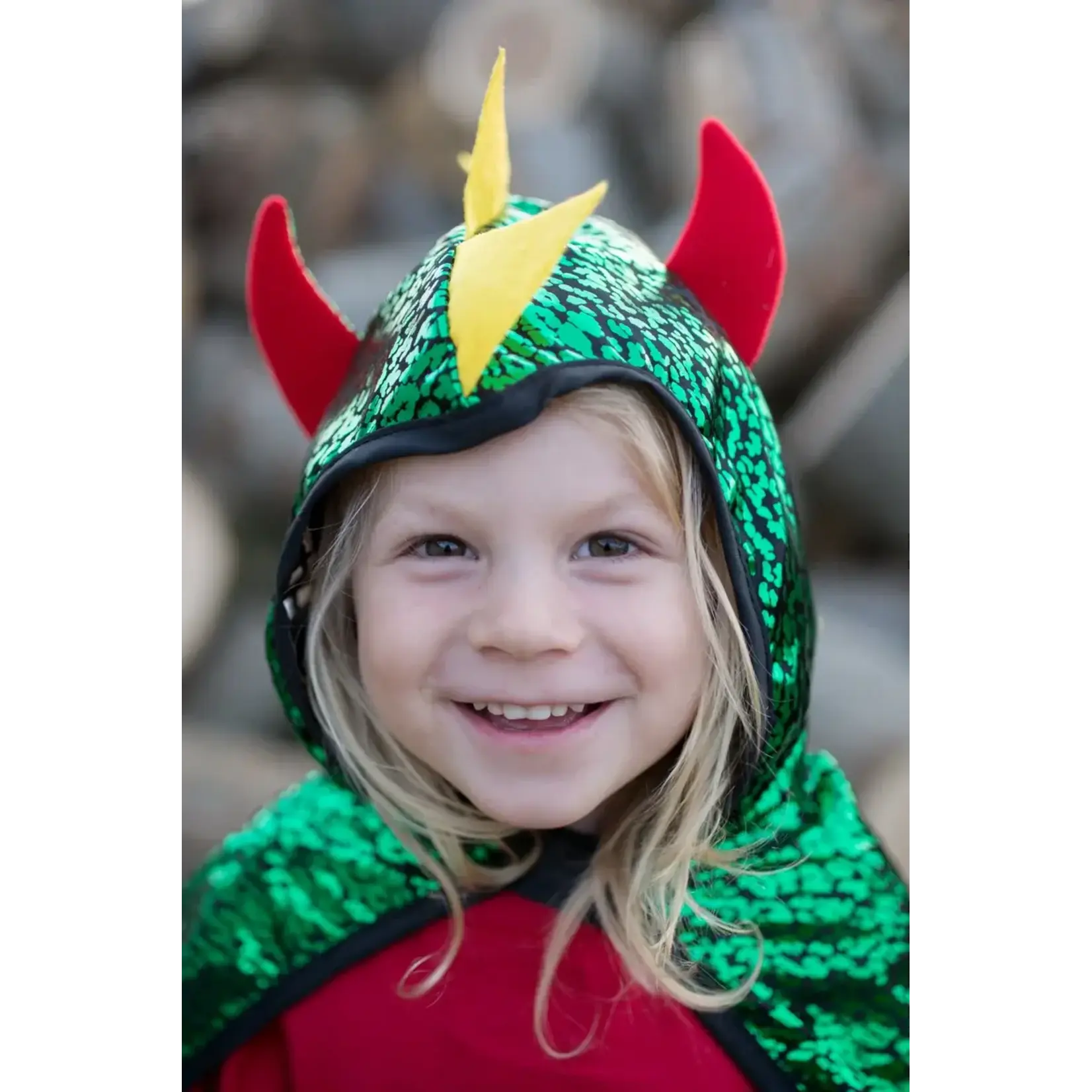 Great Pretenders Reversible Cape Green Dragon/Silver Knight 7-8