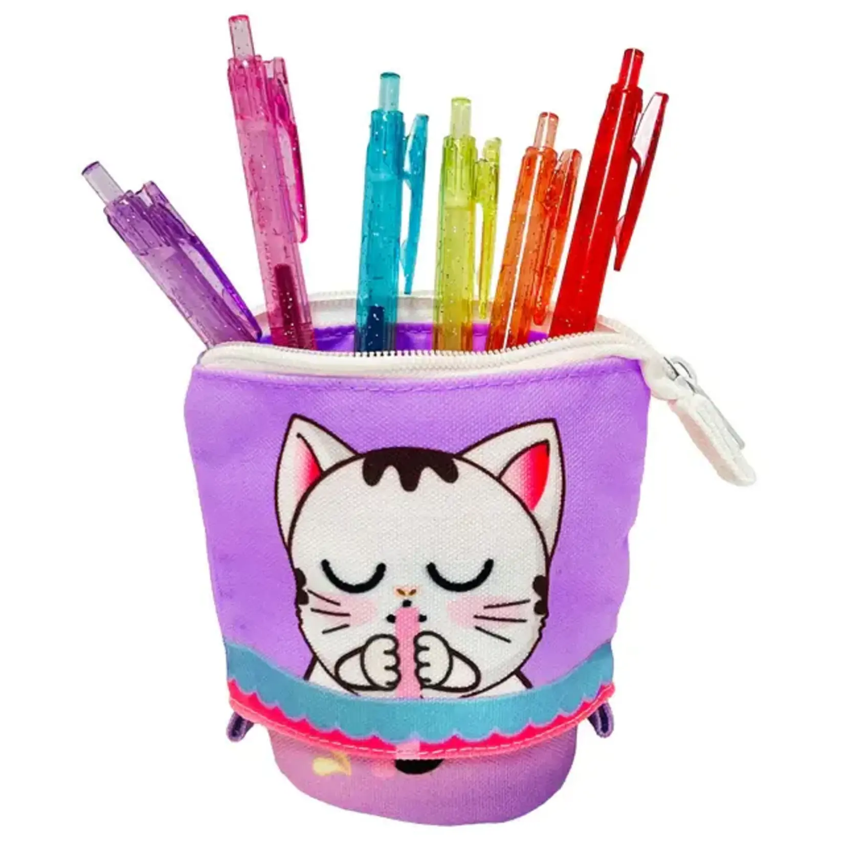 Streamline Boba Kitty Collapsible Pencil Case with Pens