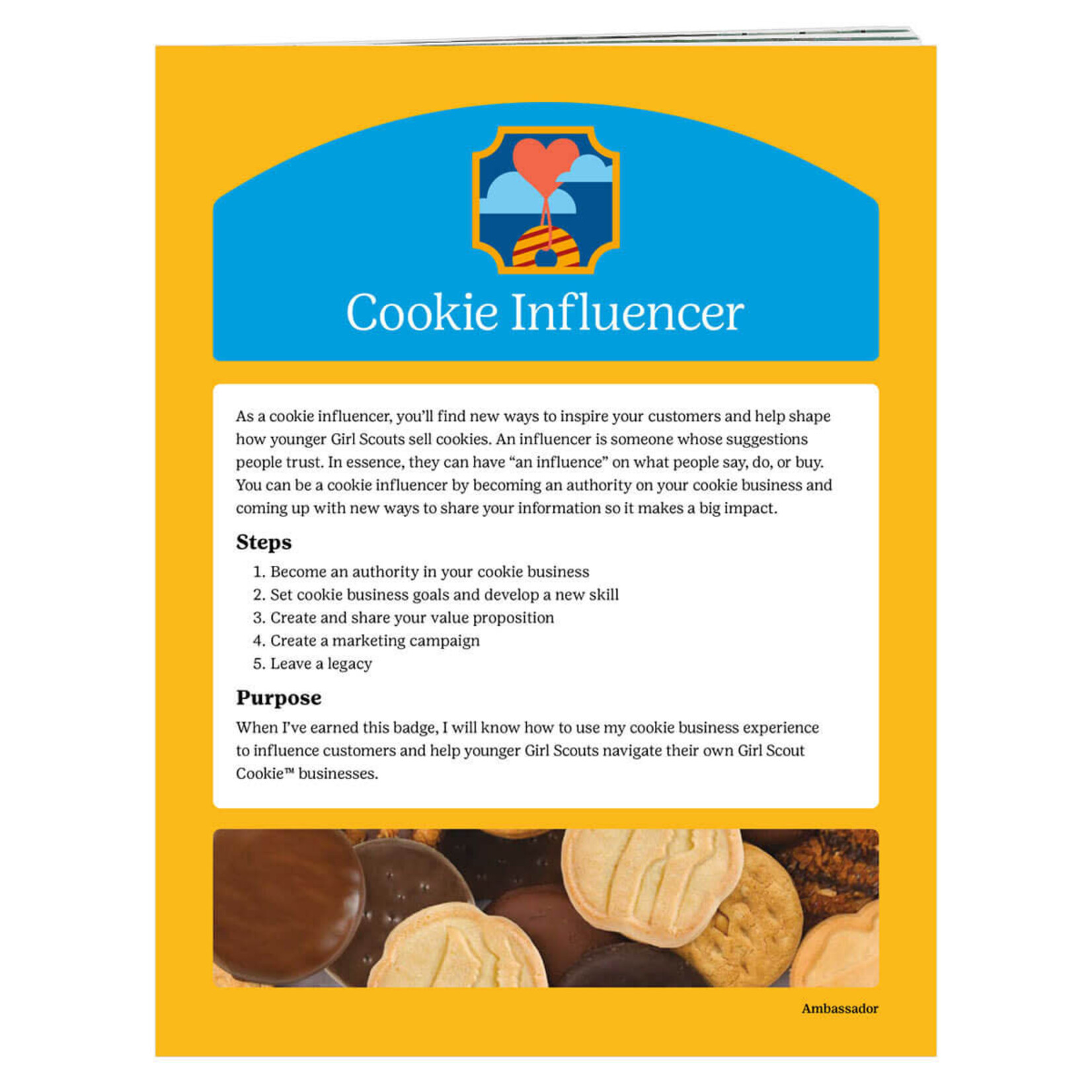 Girl Scout Merchandise Ambassador Cookie Influencer Badge Requirements