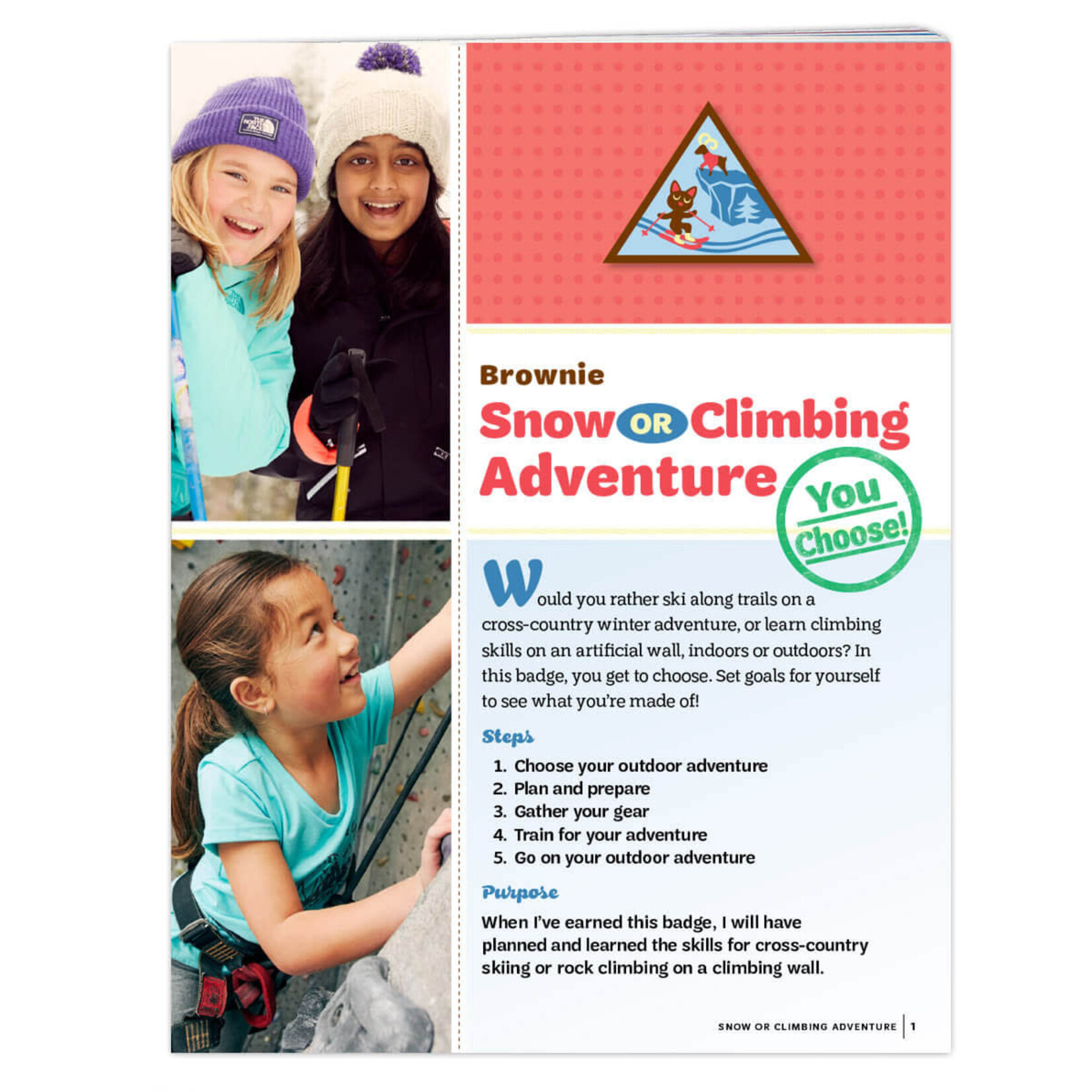 Girl Scout Merchandise Brownie Snow or Climbing Badge Requirements