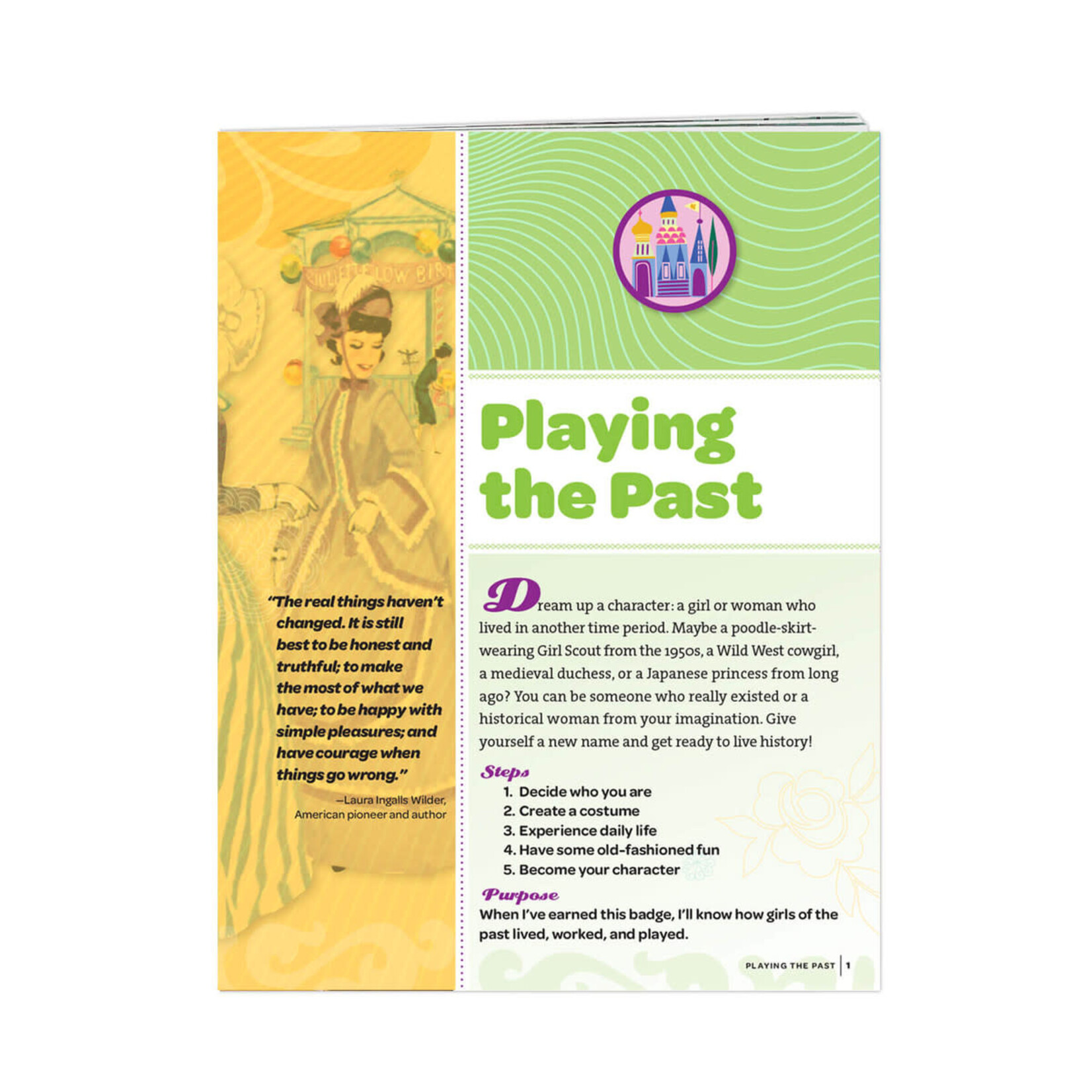 Girl Scout Merchandise Junior Playing the Past Badge Requirements