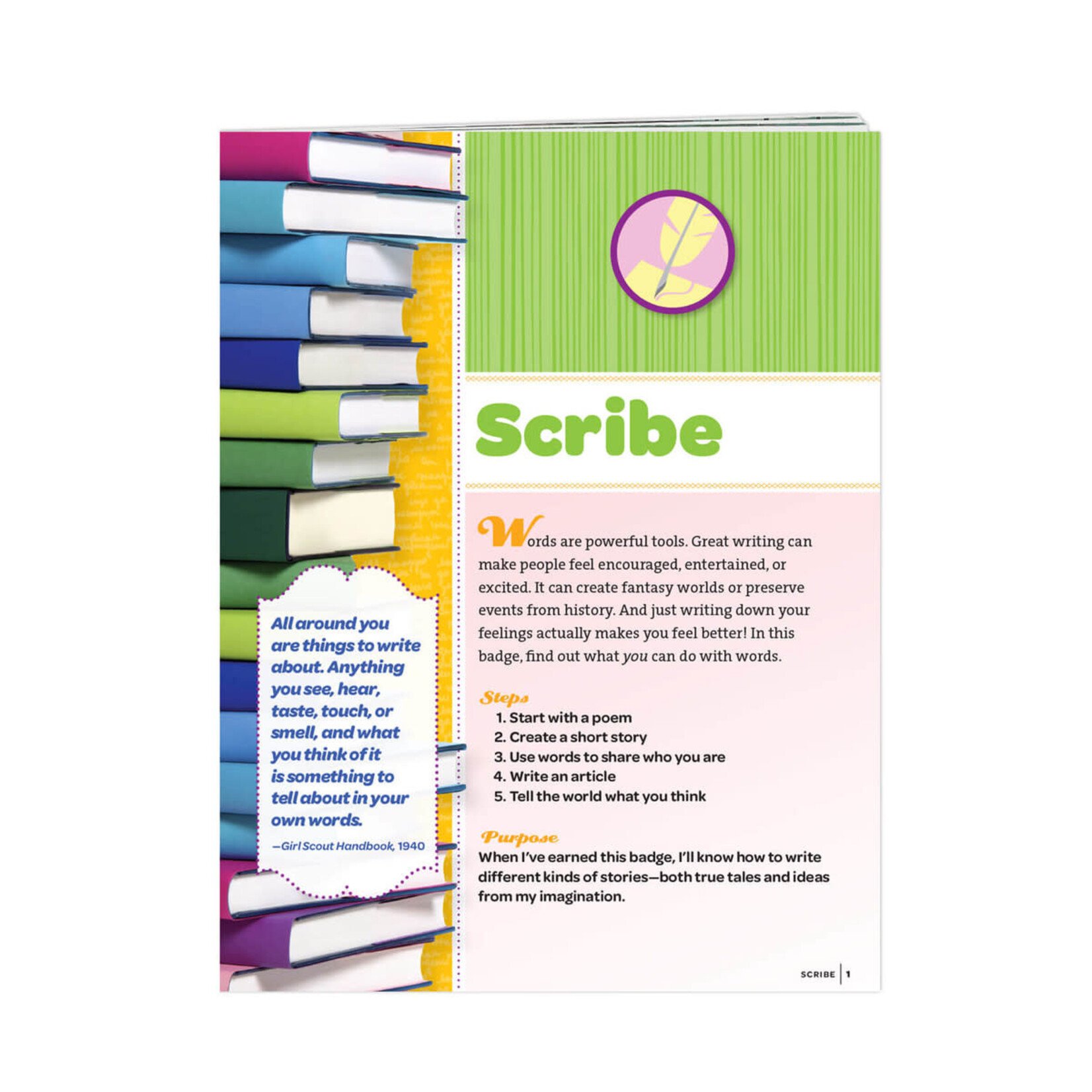 Girl Scout Merchandise Junior Scribe Badge Requirements