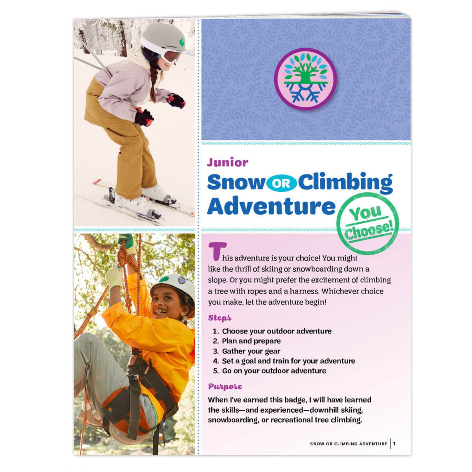 Girl Scout Merchandise Junior Snow or Climbing Adventure Badge Requirements