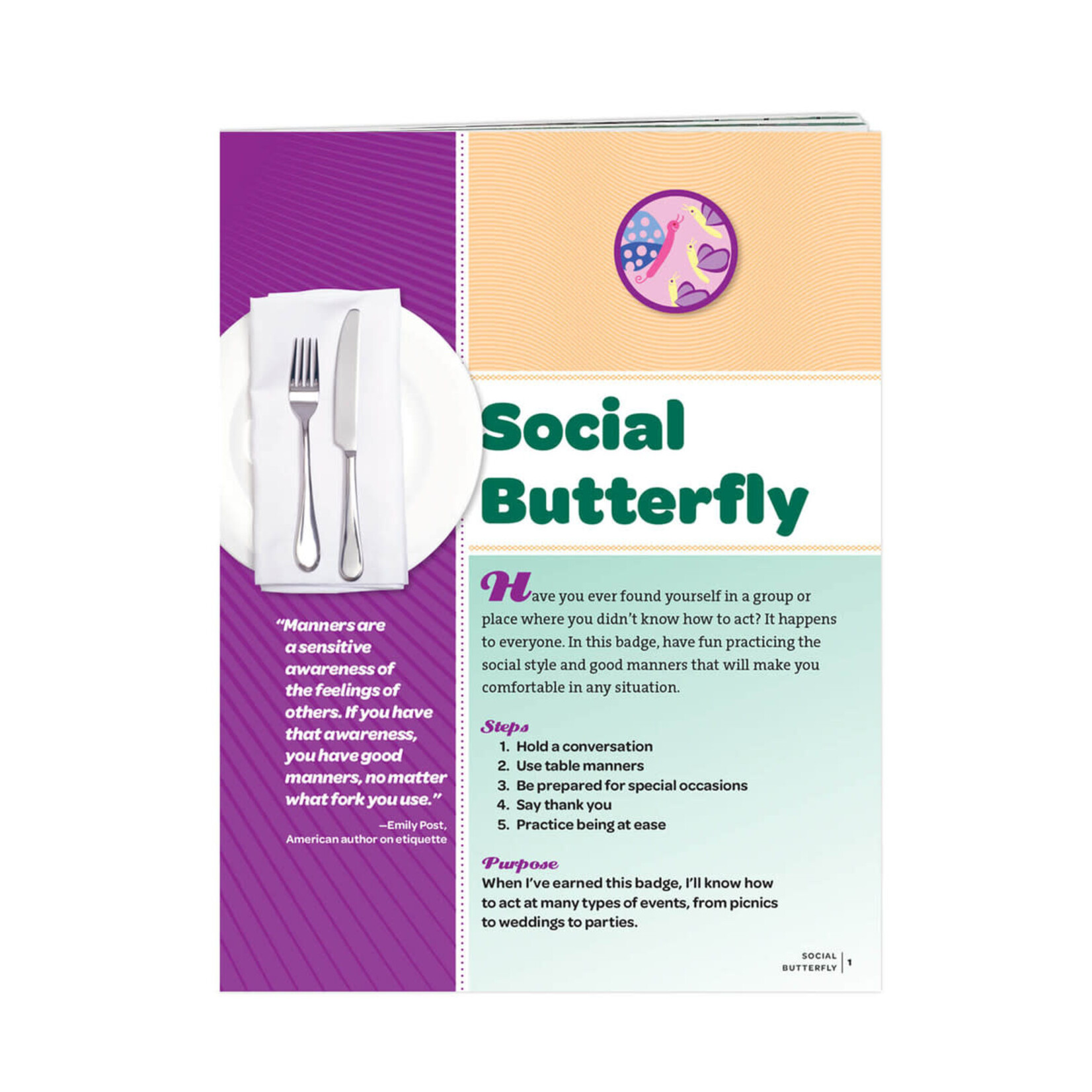 Girl Scout Merchandise Junior Social Butterfly Badge Requirements