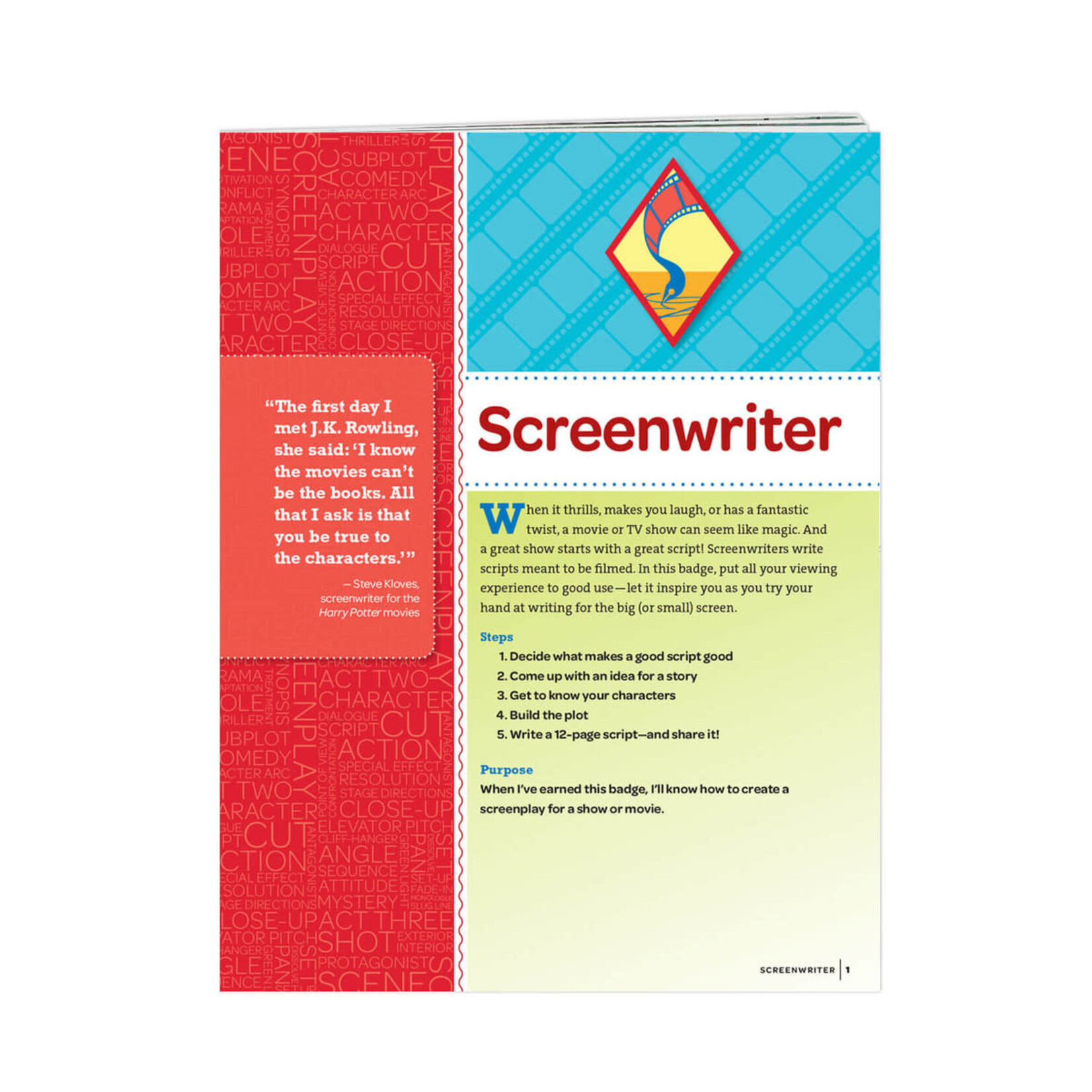 Girl Scout Merchandise Cadette Screenwriter Badge Requirements