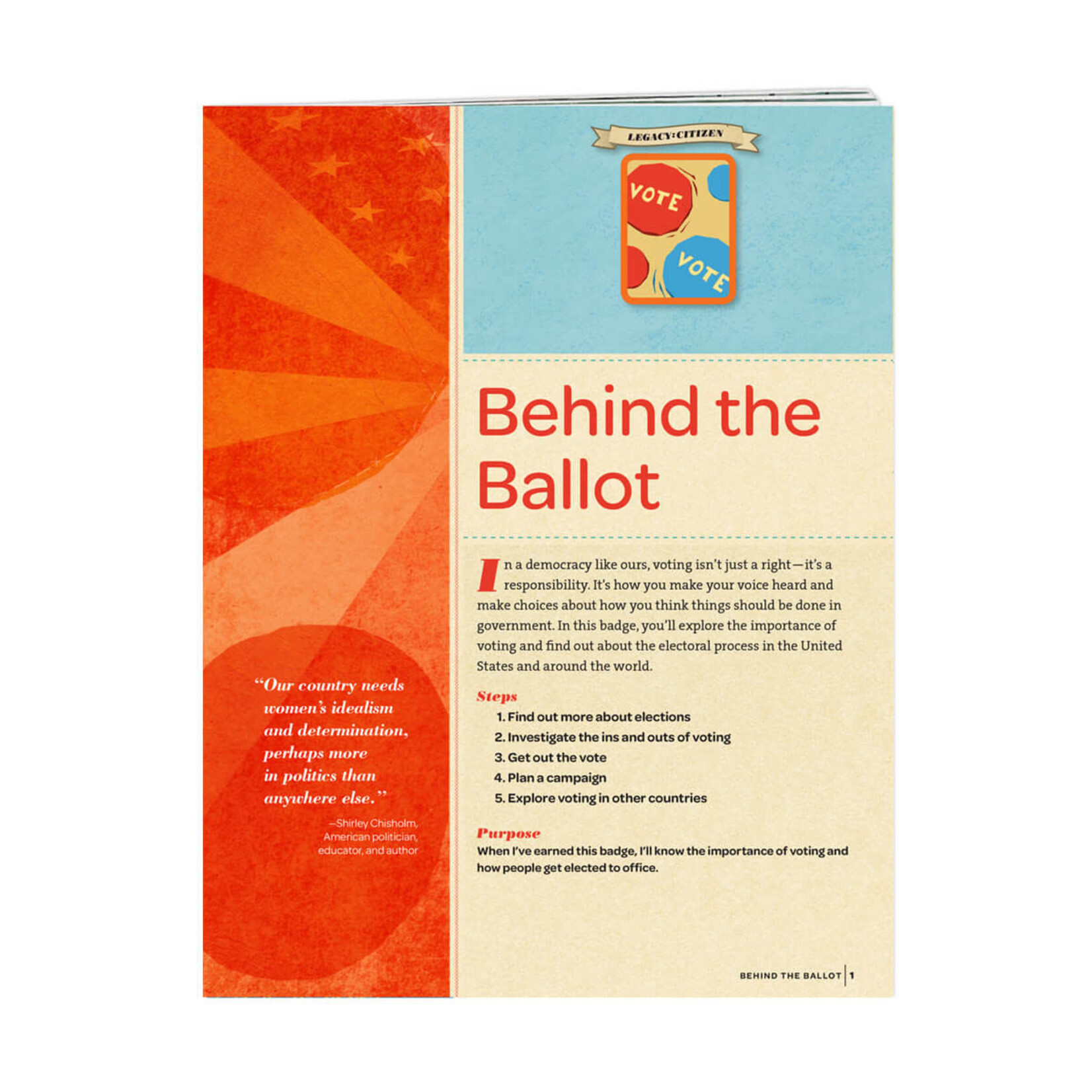 Girl Scout Merchandise Senior Behind the Ballot Badge Requirements