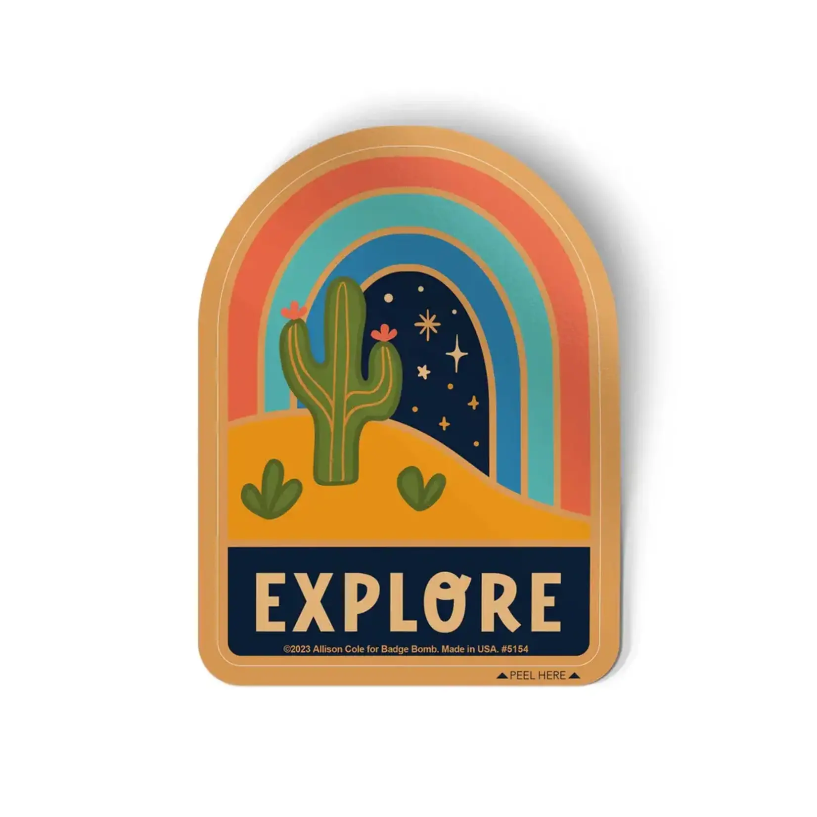 Badge Bomb Explore Cactus Sticker