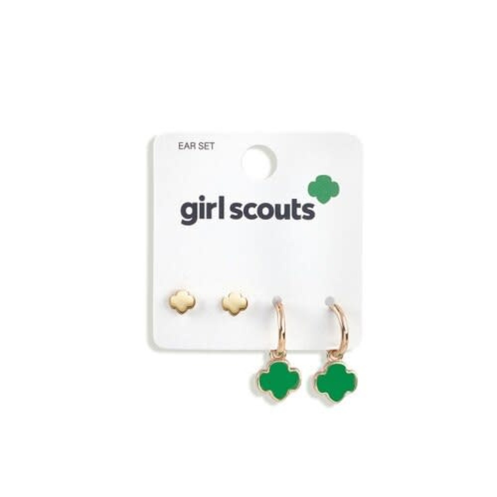 Girl Scout Merchandise GS Charming Jewelry Collection Hoop and Stud Earrings Set — Goldtone