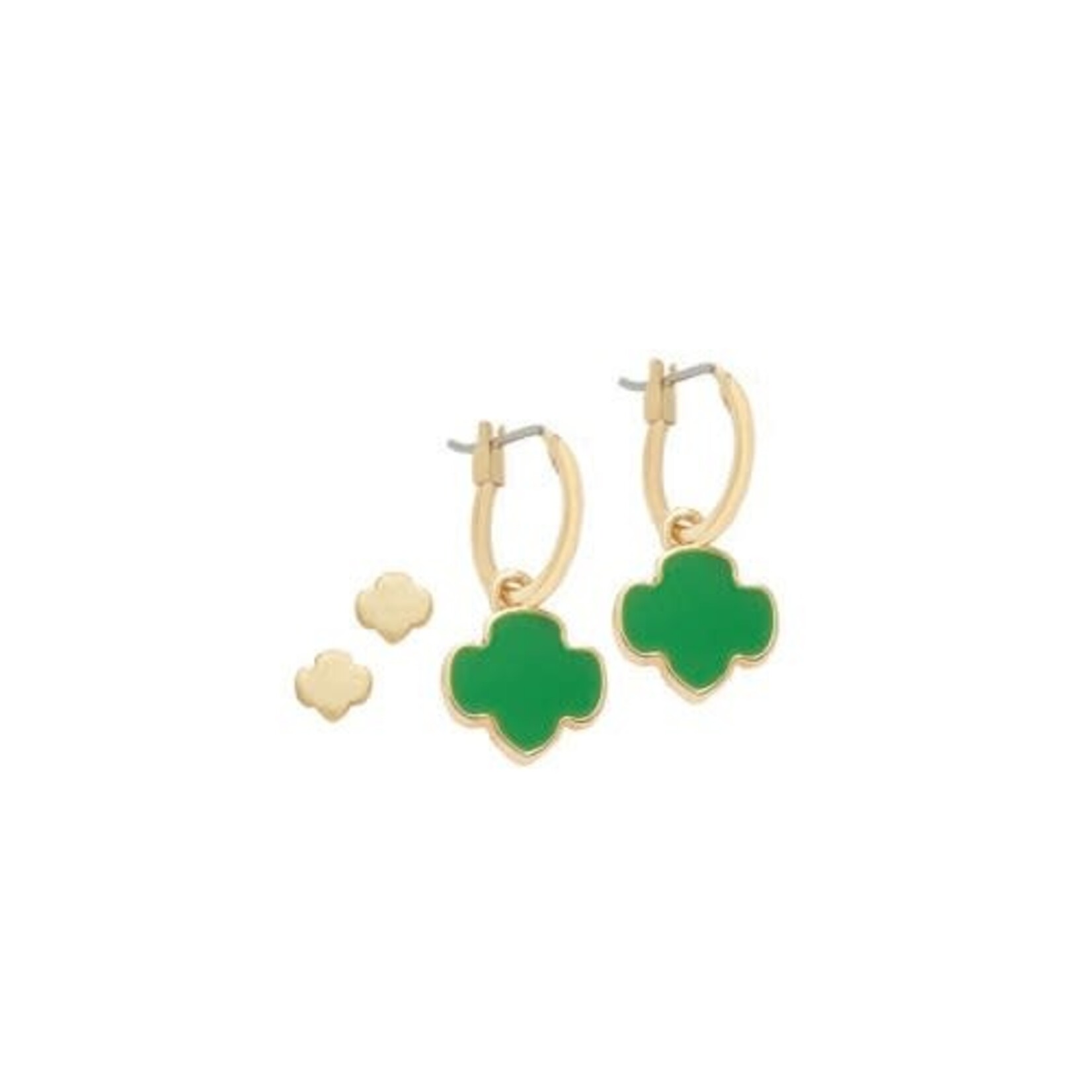 Girl Scout Merchandise GS CHARMING -  ADD-CHARMS GOLD EARRINGS WITH TREFOIL