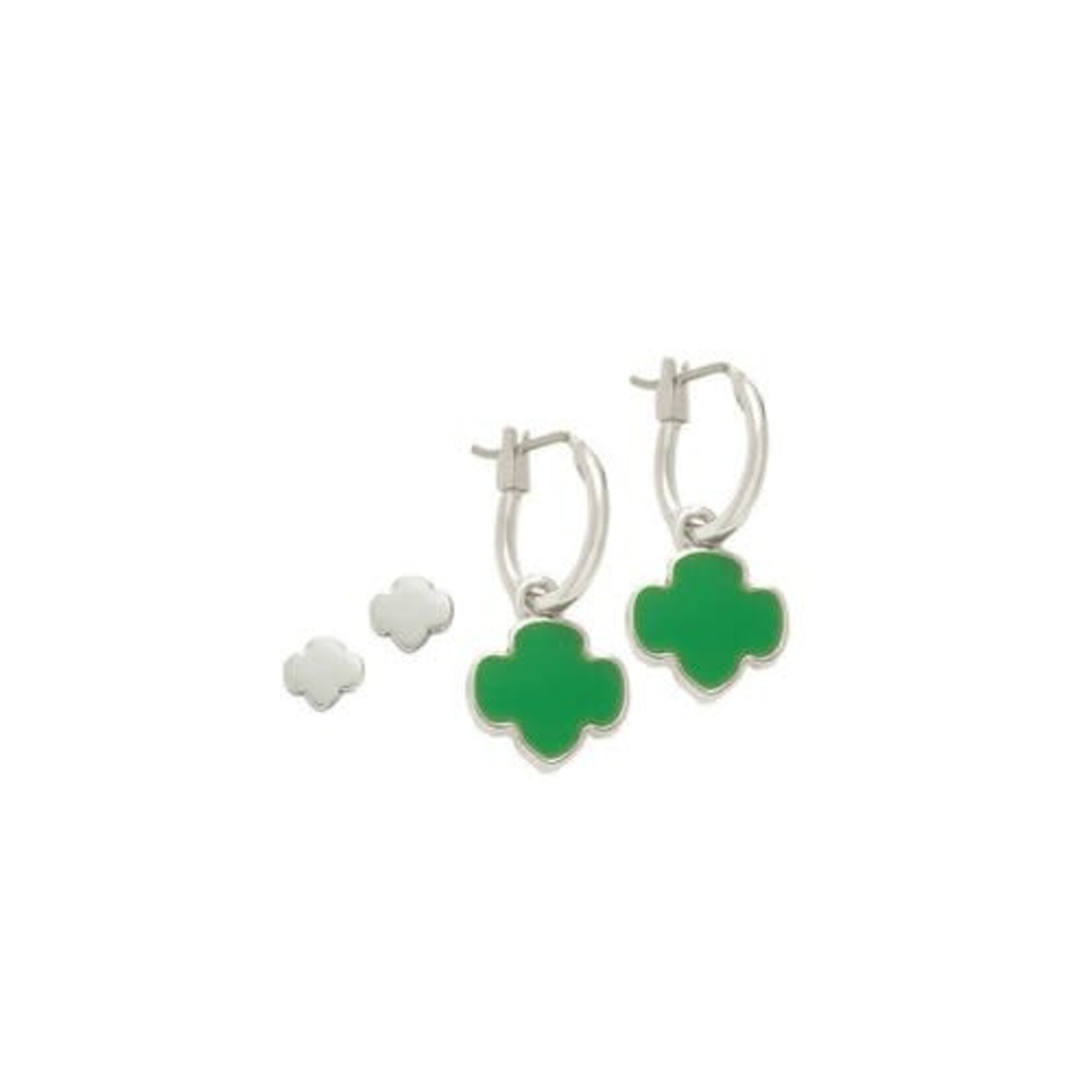 Girl Scout Merchandise GS CHARMING -  ADD-CHARMS SILVER EARRINGS WITH TREFOIL