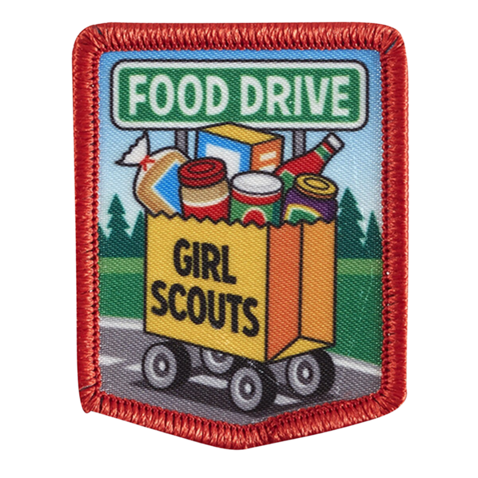 Girl Scout Merchandise Food Drive Wagon Sew-On Patch