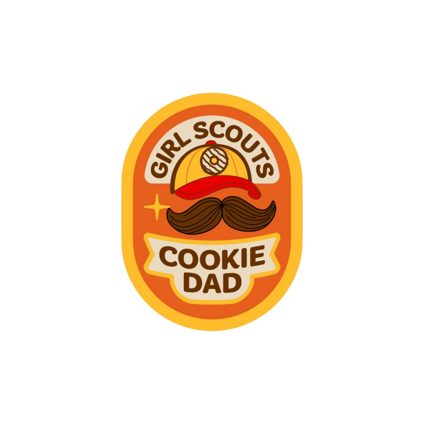 Girl Scout Merchandise Cookie Dad Mustache Iron-On Patch