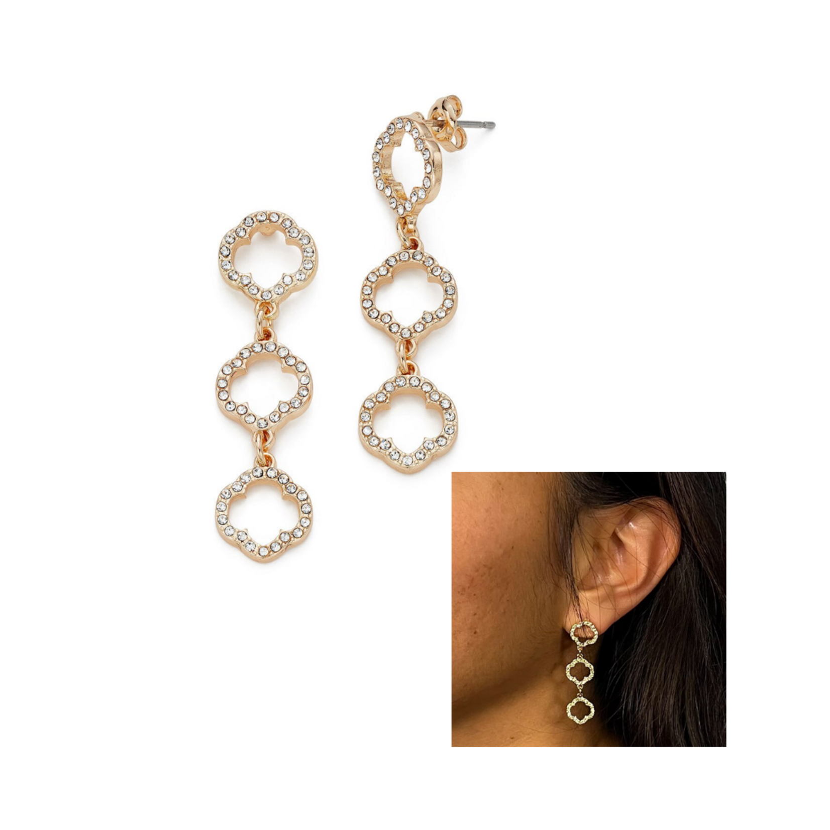 Girl Scout Merchandise Girl Scout Pave Edge Trefoil Linear Earring