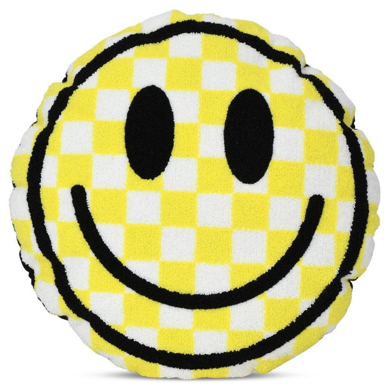 iScream Yellow Checkerboard Smile Chenille Pillow