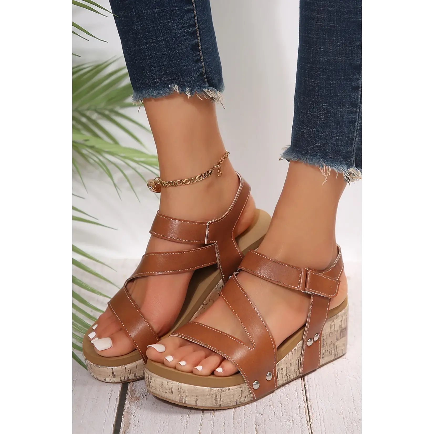 Dear Lover Leather Wedge Sandals