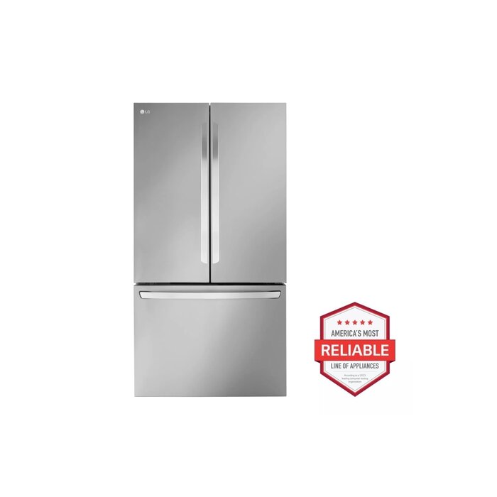 LG LG Counter-Depth MAX 26.5-cu ft Smart French Door Refrigerator with Ice Maker and Water dispenser (Stainless Steel) ENERGY STAR  MODEL# LRFLC2706S
