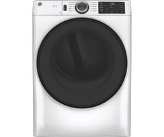 GE GE 7.8-cu ft Reversible Side Swing Door Stackable Smart Gas Dryer (White) ENERGY STAR  MODEL# GFD55GSSNWW